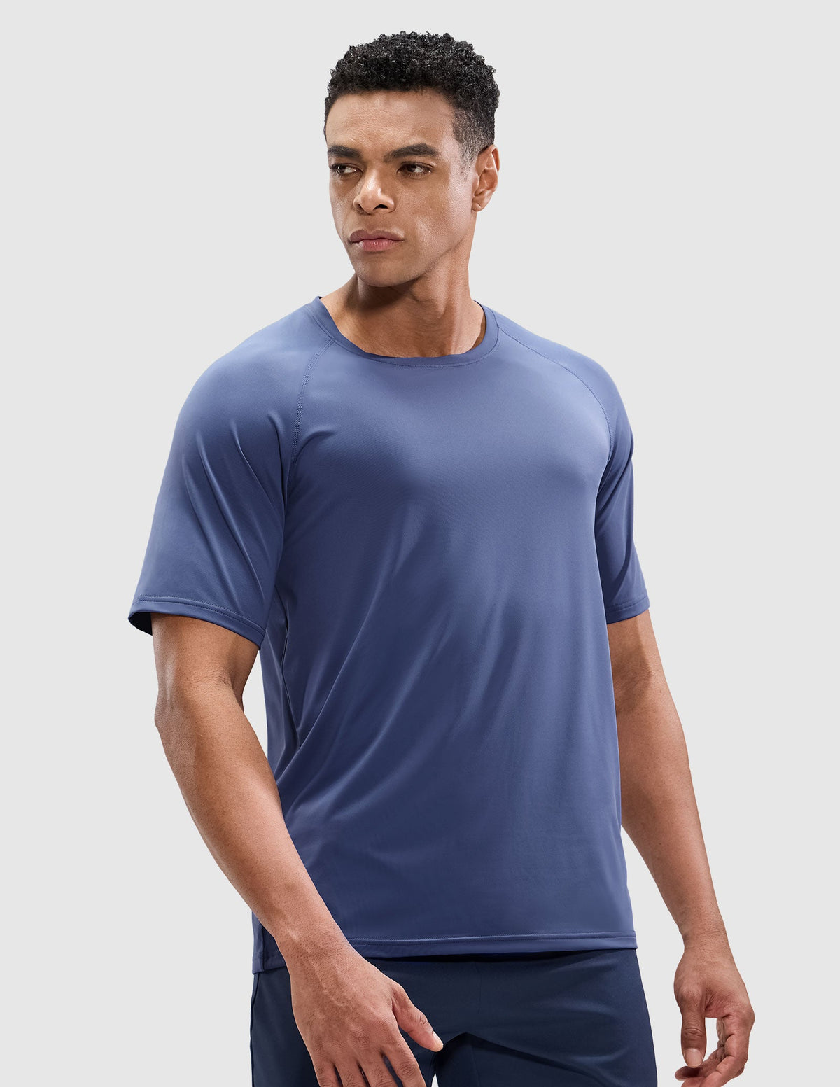 MIER Men's Workout T Shirts Stretchy Quick Dry and Moisture Wicking Men's T-Shirts Dark Dusty Blue / S
