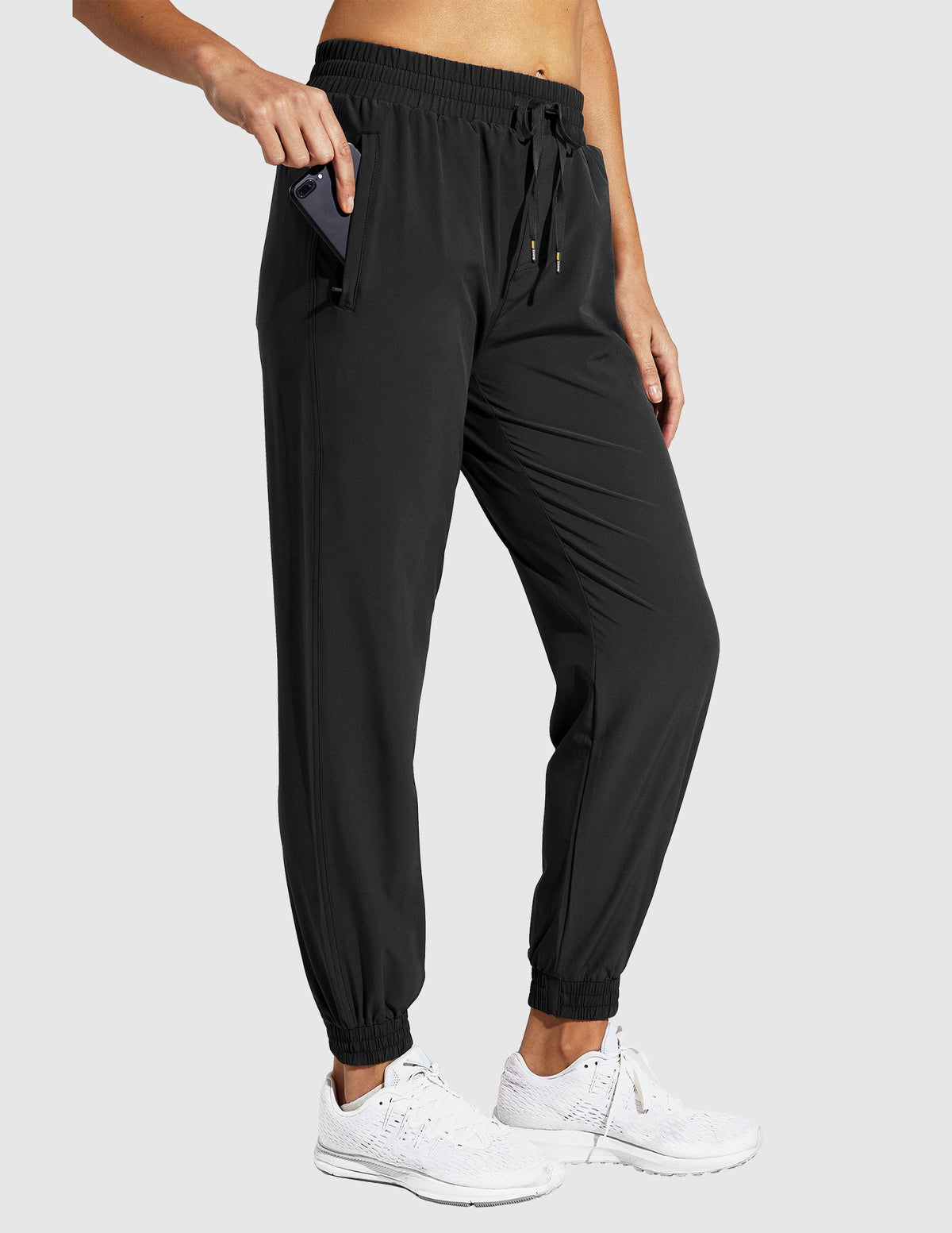 MIER Women's Running Joggers Quick Dry Stretchable and Zipper Pockets Women Active Pants Black / XS
