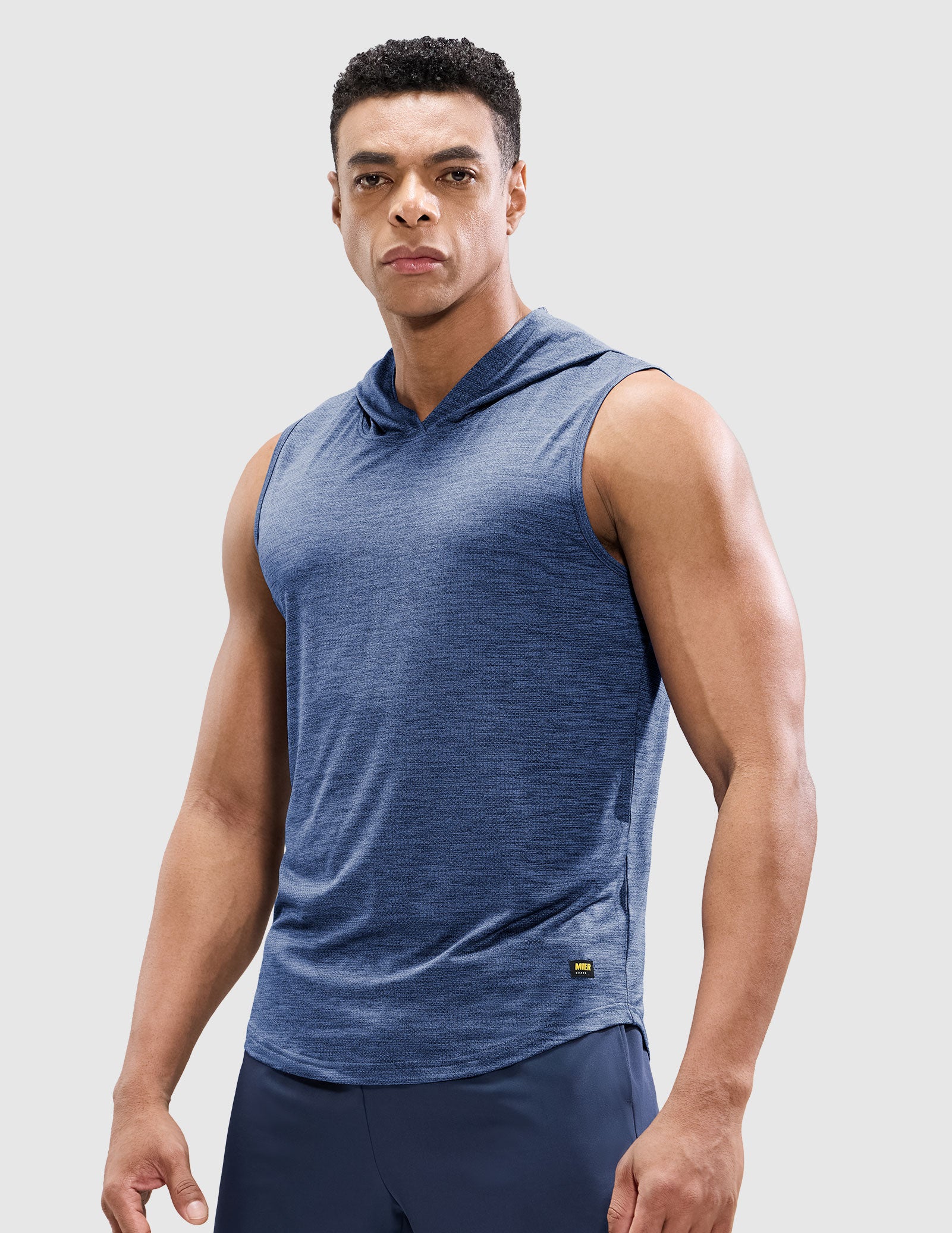 MIER Men's Sleeveless Tank Top with Hood Quick Dry Shirts Men's Sleeveless T-shirt