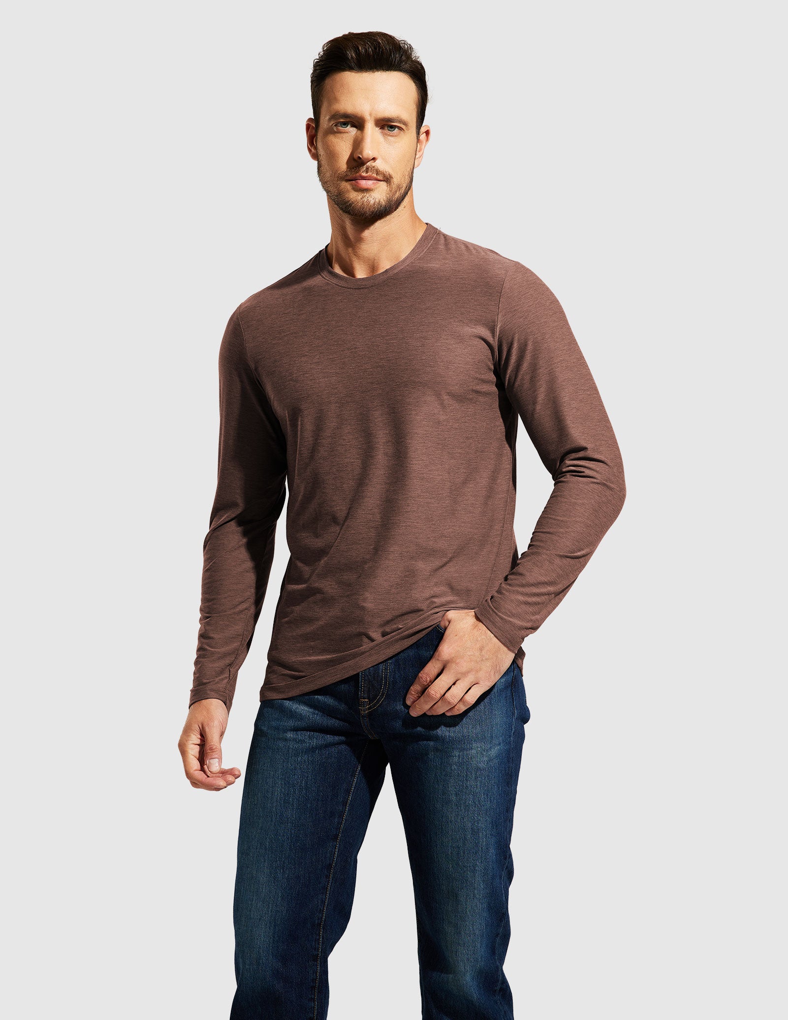 MIER Men’s Buttery Soft Long Sleeve Athletic Crew Neck Tee Men's Shirt
