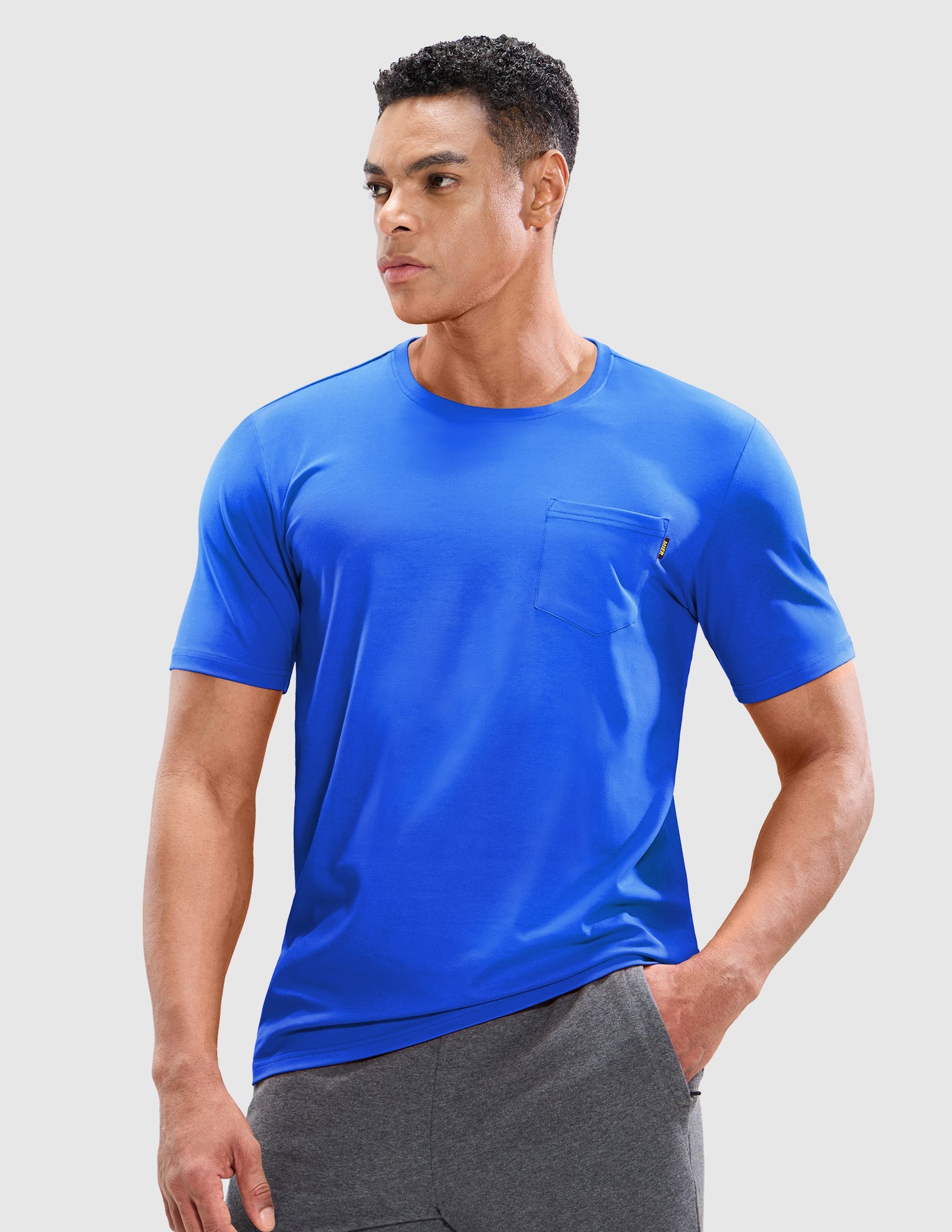MIER Men's Cotton T-Shirts with Pocket Soft Crewneck Tee