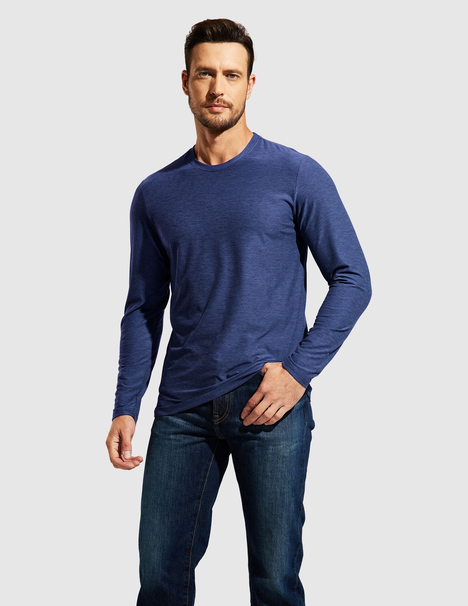 MIER Men’s Buttery Soft Long Sleeve Athletic Crew Neck Tee Men's Shirt