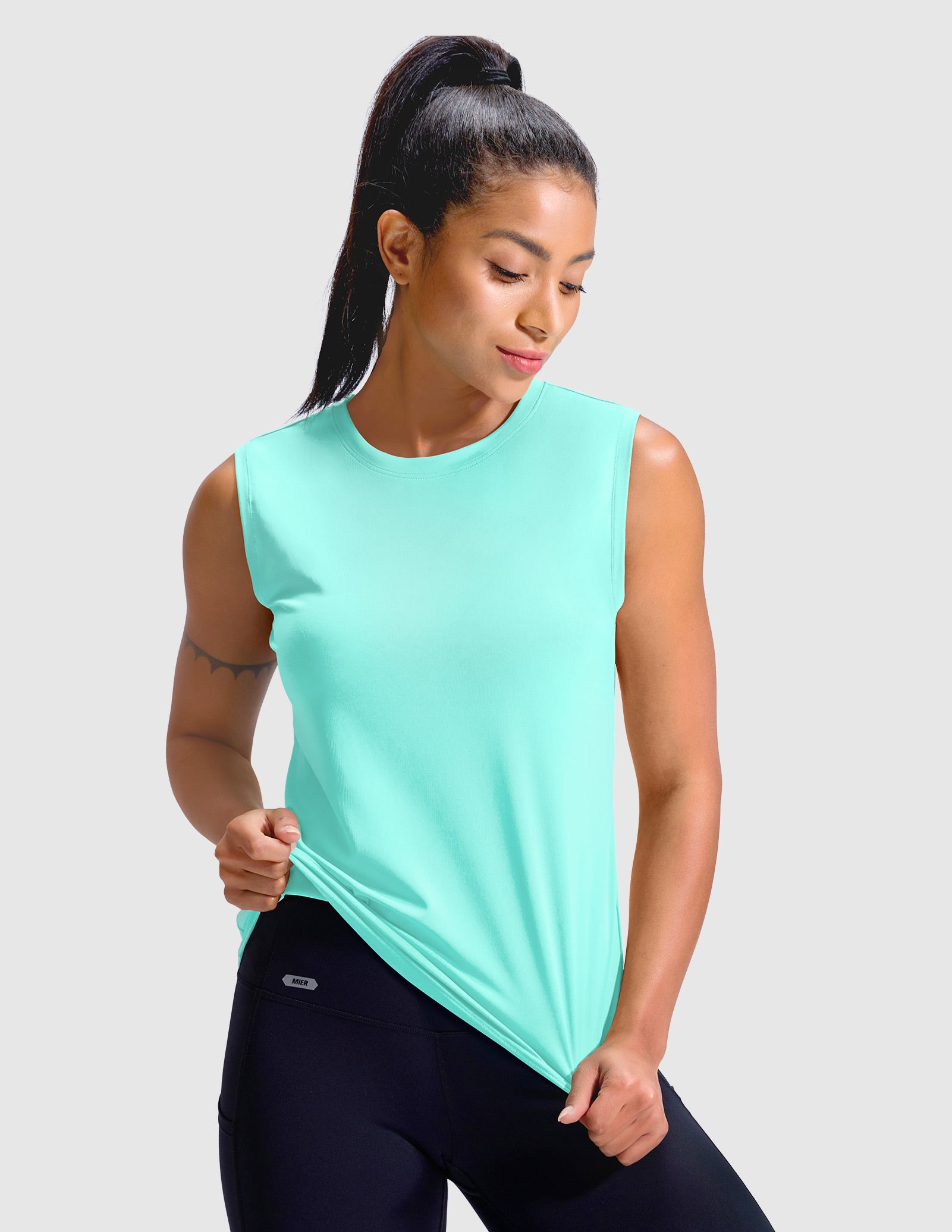 MIER Women’s Sleeveless Athletic Top Dry Fit UPF 50+ Running Workout Tank Women Tank Top