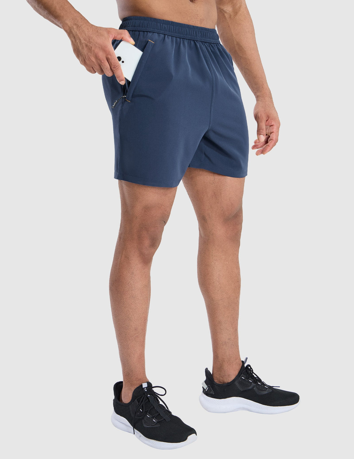 MIER Men's 5 Inch Dry Fit Running Shorts with Zipper Pockets Men's Shorts Deep Blue / S