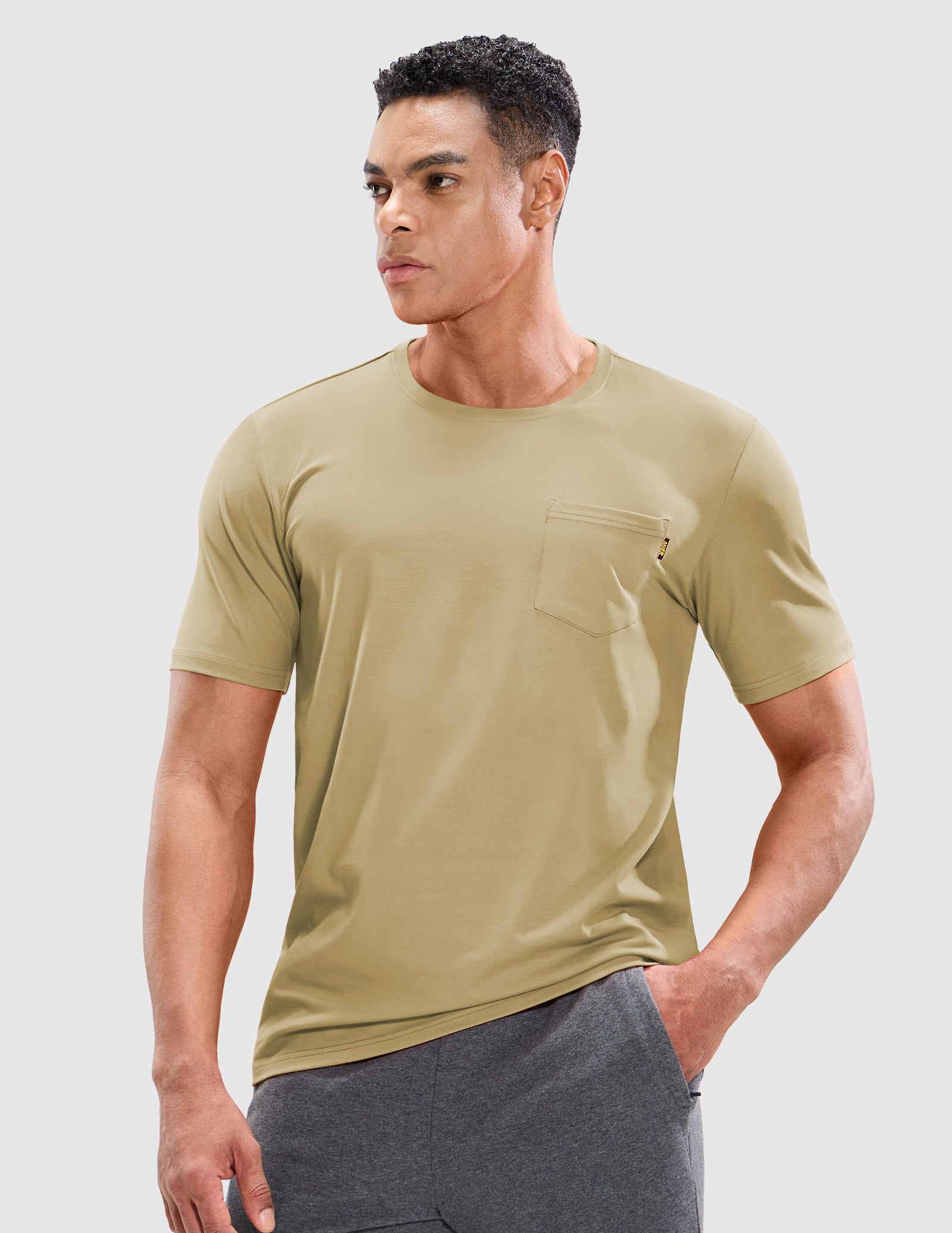 Men's Cotton T-Shirts with Pocket Soft Crewneck Tee