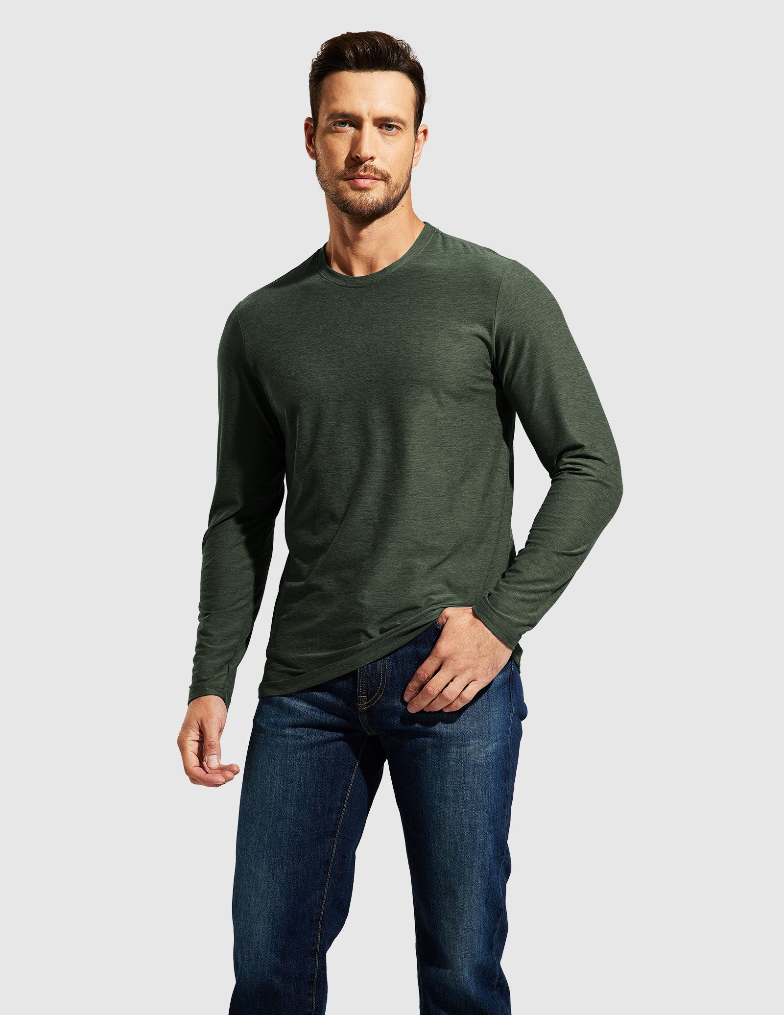 MIER Men’s Buttery Soft Long Sleeve Athletic Crew Neck Tee Men's Shirt