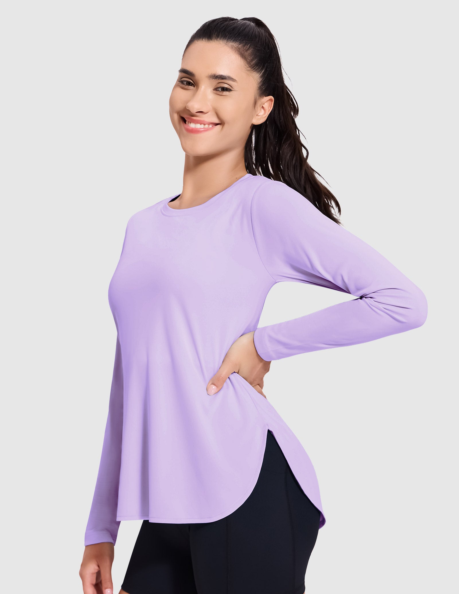 MIER Women's UPF 50 Plus Long Sleeve Running Shirt Sun Protection and Style Women Active Shirt Purple / XS