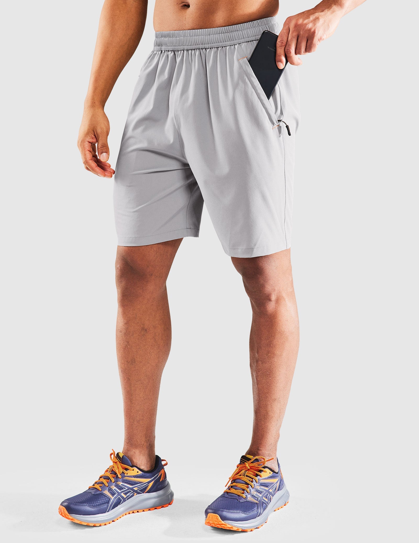 MIER Men's 7 Inch Quick Dry Running Shorts with Phone Pocket Men's Shorts Light Grey / S