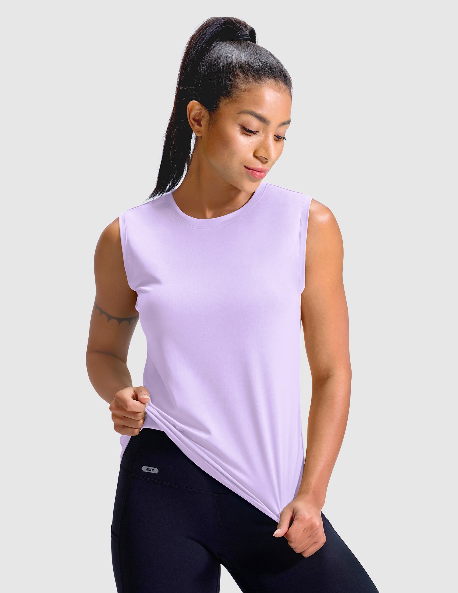 MIER Women’s Sleeveless Athletic Top Dry Fit UPF 50+ Running Workout Tank Women Tank Top Lavender / XS