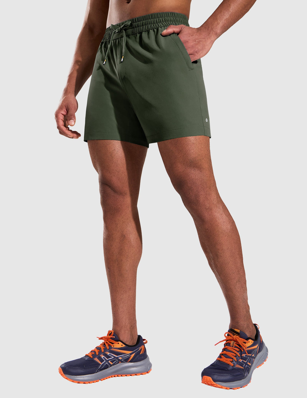 MIER 5" Running Gym Shorts for Men Quick Dry with Zipper Pockets Men's Shorts Olive Green / XS