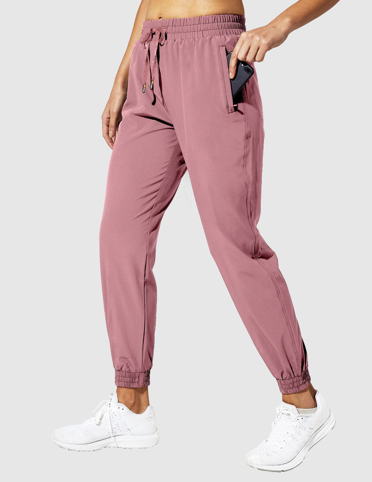 MIER Women's Running Joggers Quick Dry Stretchable and Zipper Pockets Women Active Pants Light Plum / XS