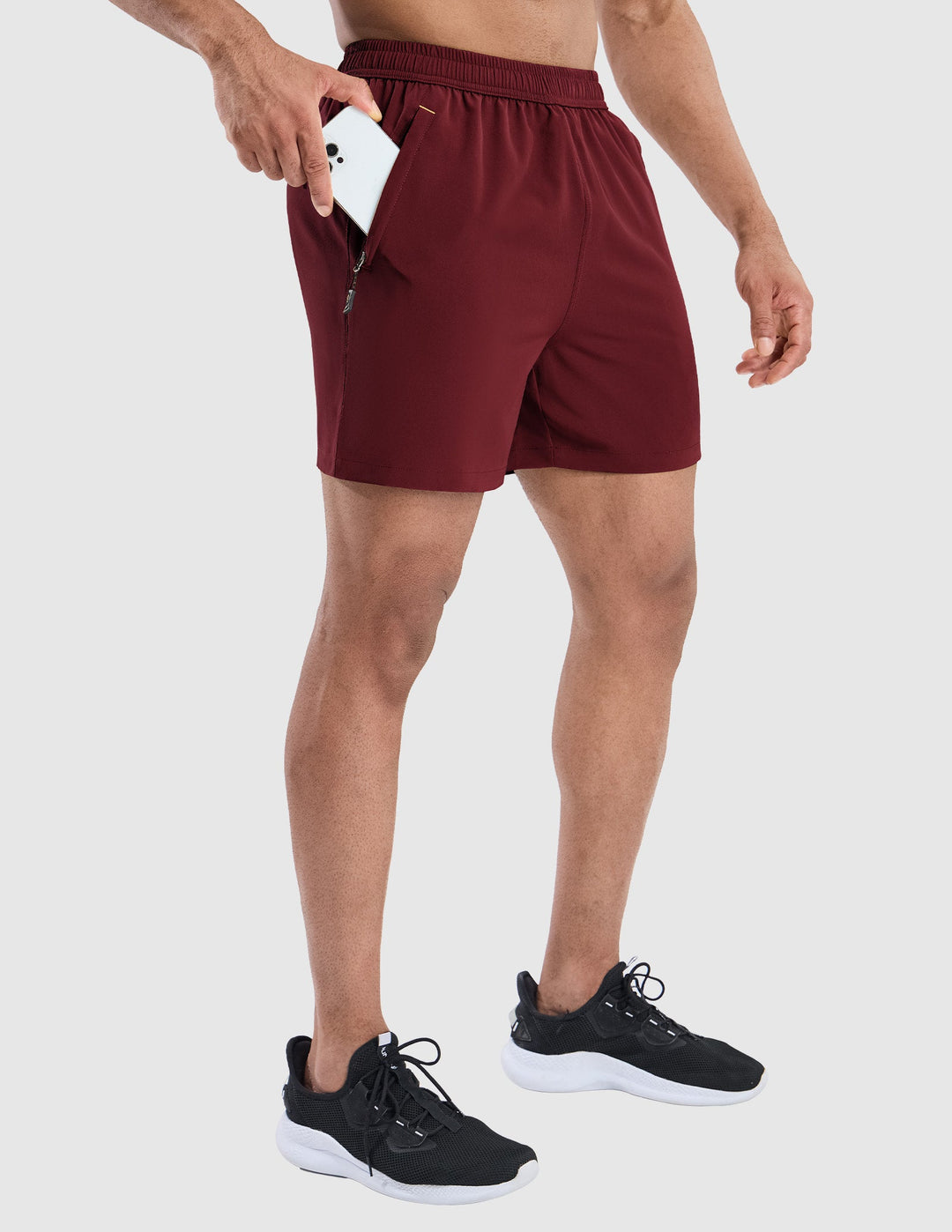 MIER Men's Inch Dry Fit Running Shorts with Zipper Pockets