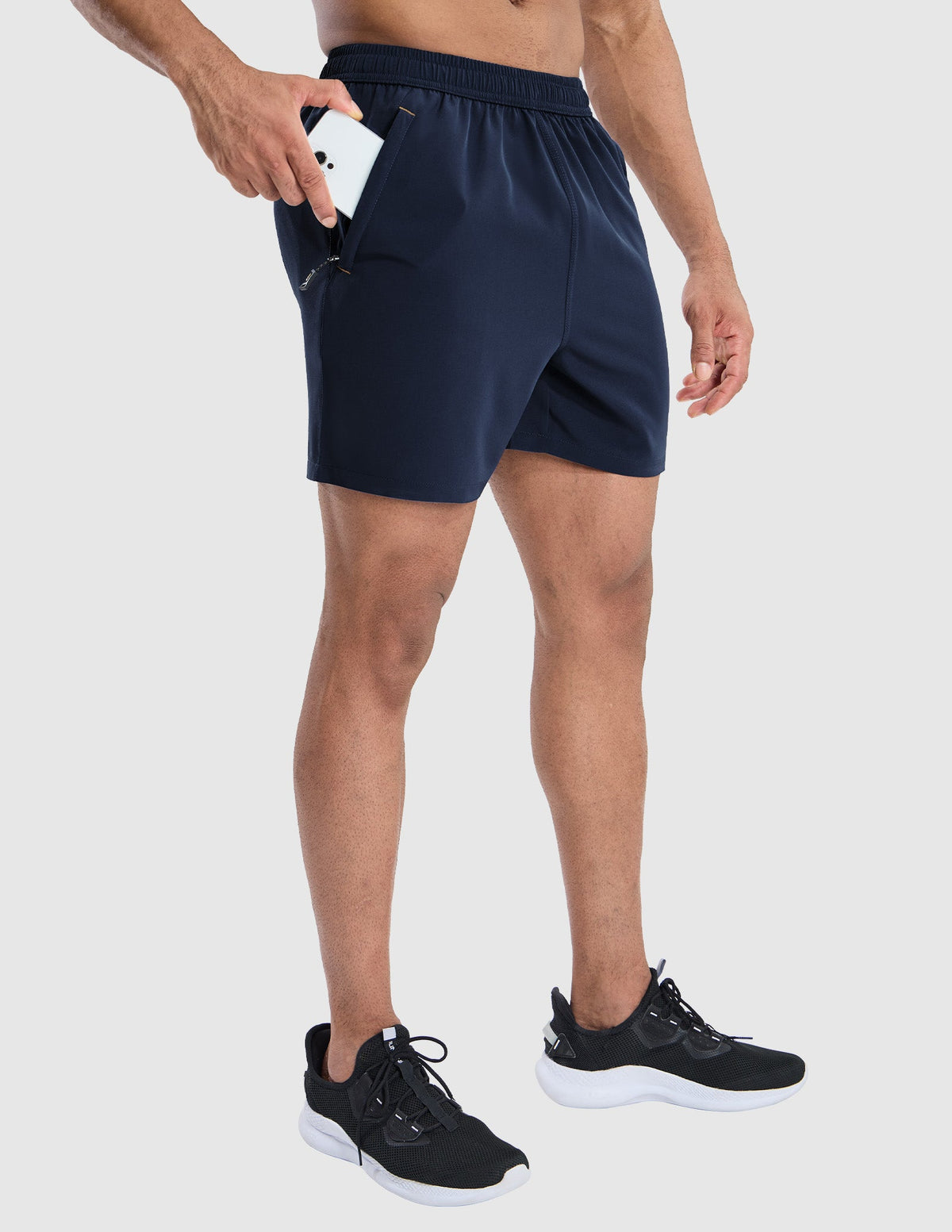 MIER Men's 5 Inch Dry Fit Running Shorts with Zipper Pockets Men's Shorts Navy / S