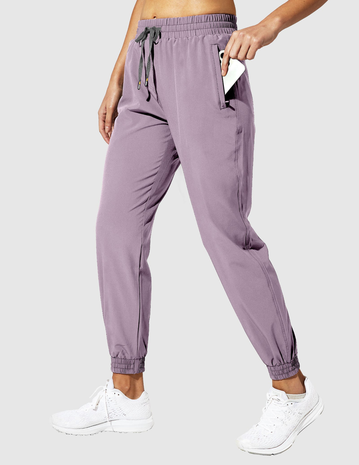 MIER Women's Running Joggers Quick Dry Stretchable and Zipper Pockets Women Active Pants Lavender / XS