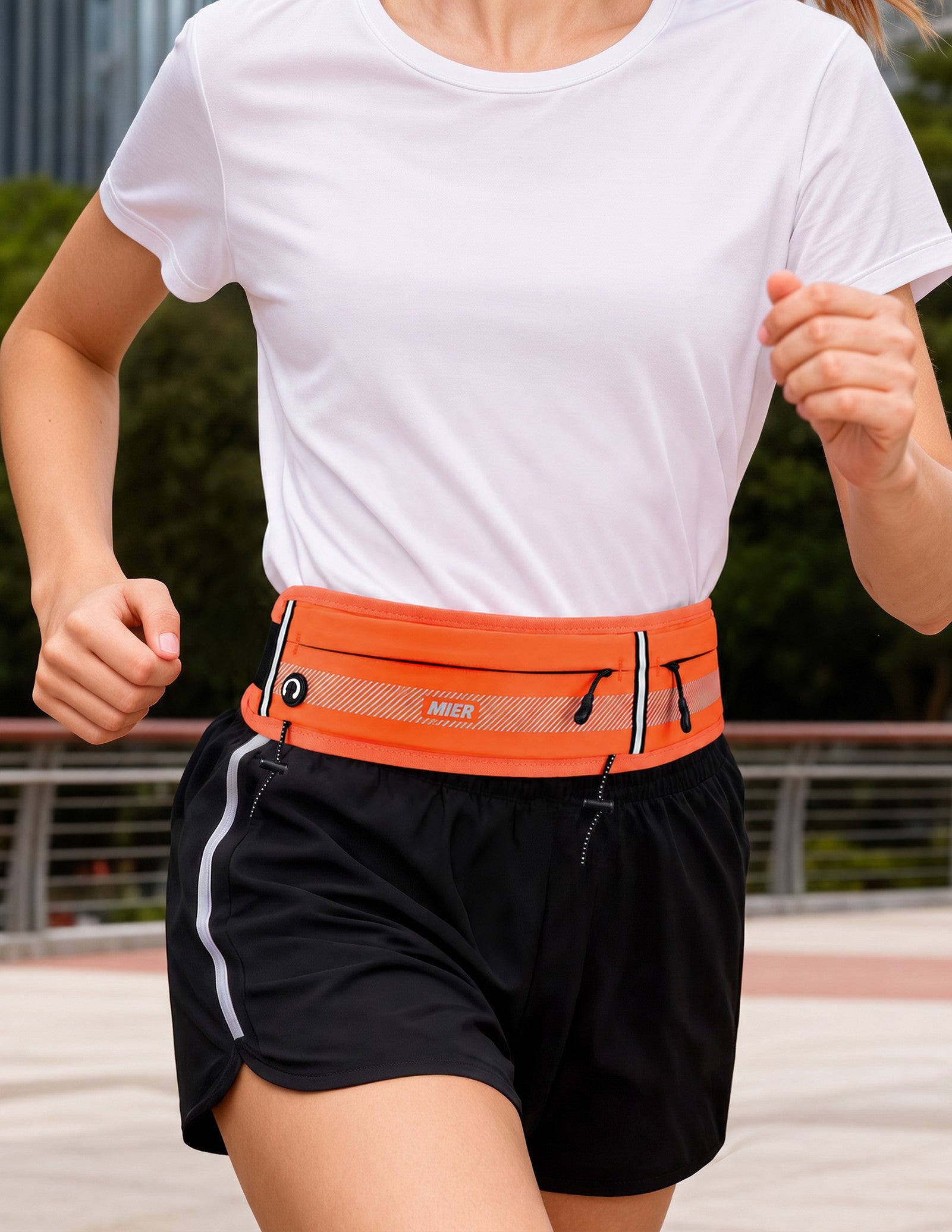 MIER Running Belt Slim Waist Pack with Bib Clips Phone Holder Running Belt