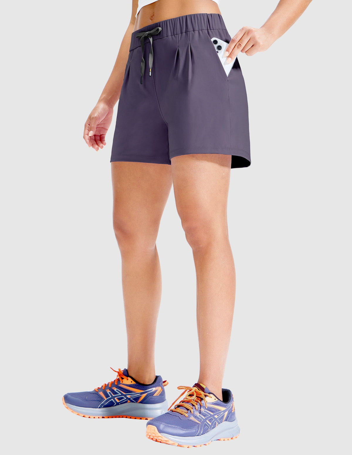 MIER Women's 4" Inseam Nylon Running Shorts, Quick-Dry, Stretch & Pockets Women Shorts Dusty Purple / XS