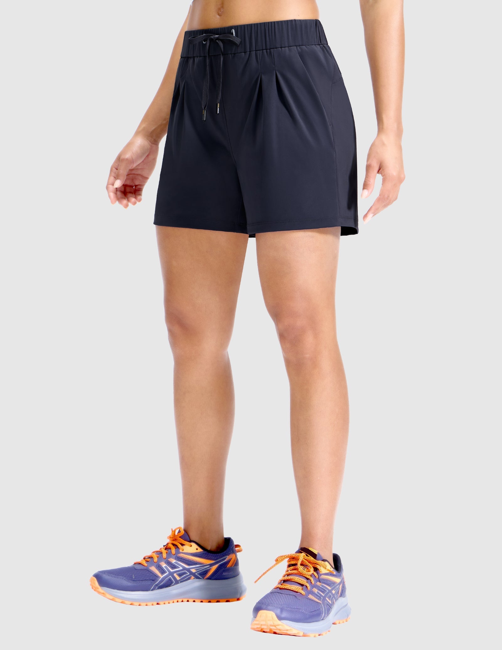 MIER Women's 4" Inseam Nylon Running Shorts, Quick-Dry, Stretch & Pockets Women Shorts