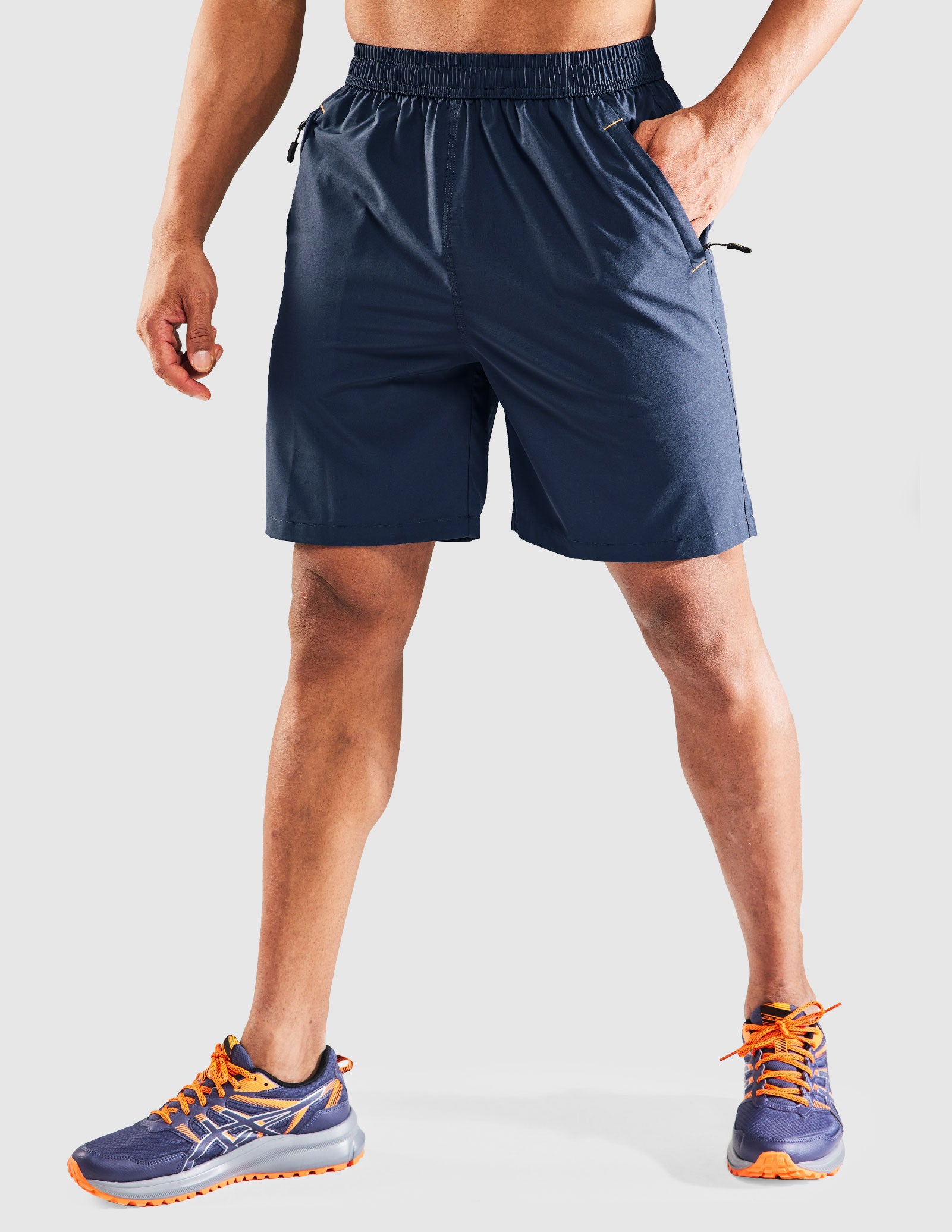 Men's Quick Dry Running Shorts with Zipper Pocket 7 Inch