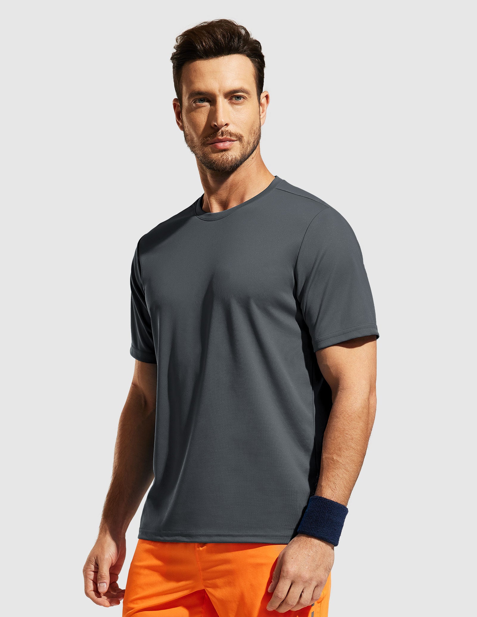MIER Men's Dry Fit Sports T Shirts Quick Dry Lightweight and Moisture Wicking Men's T-Shirts Dark Grey / S