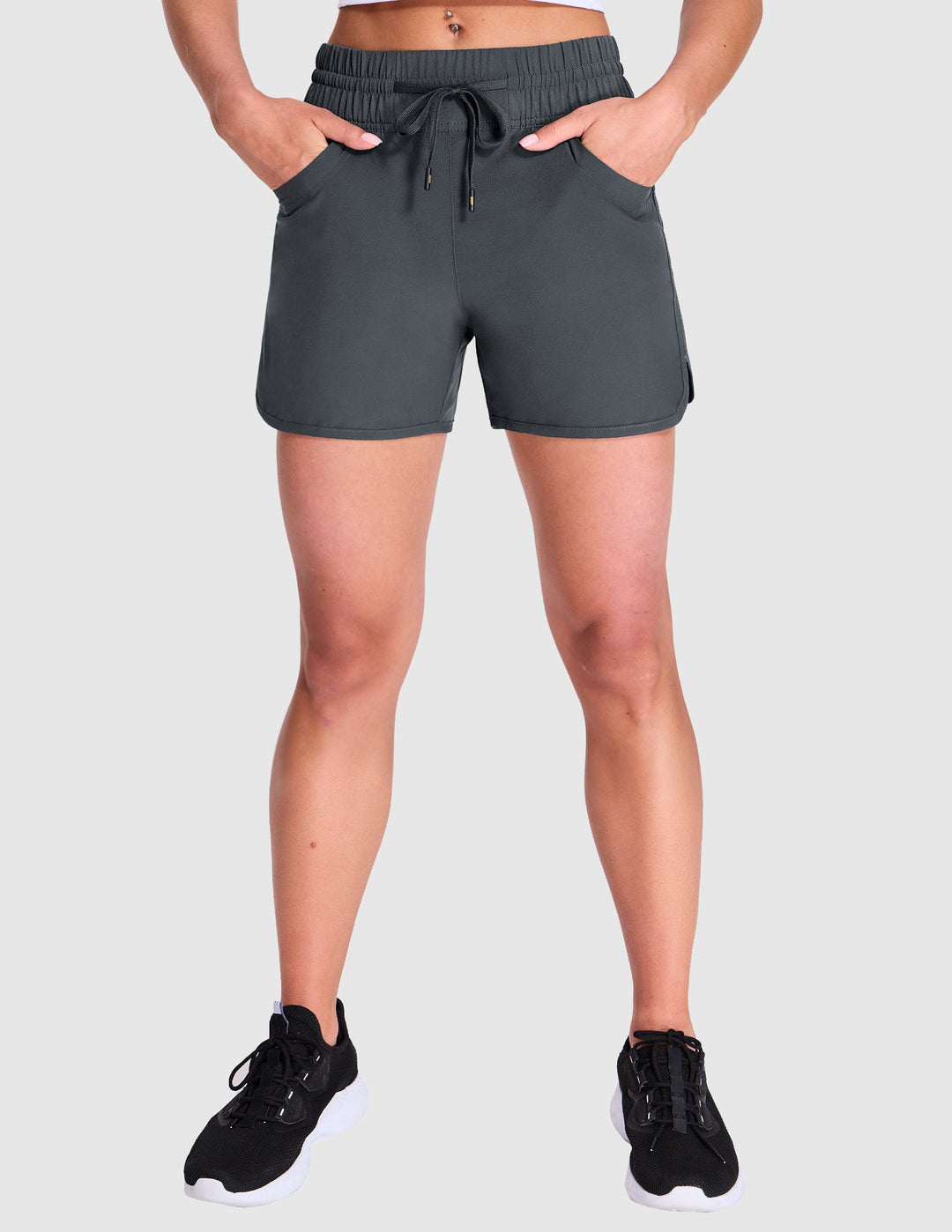 Mier Women's Quick Dry Running Shorts with Liner, Navy L