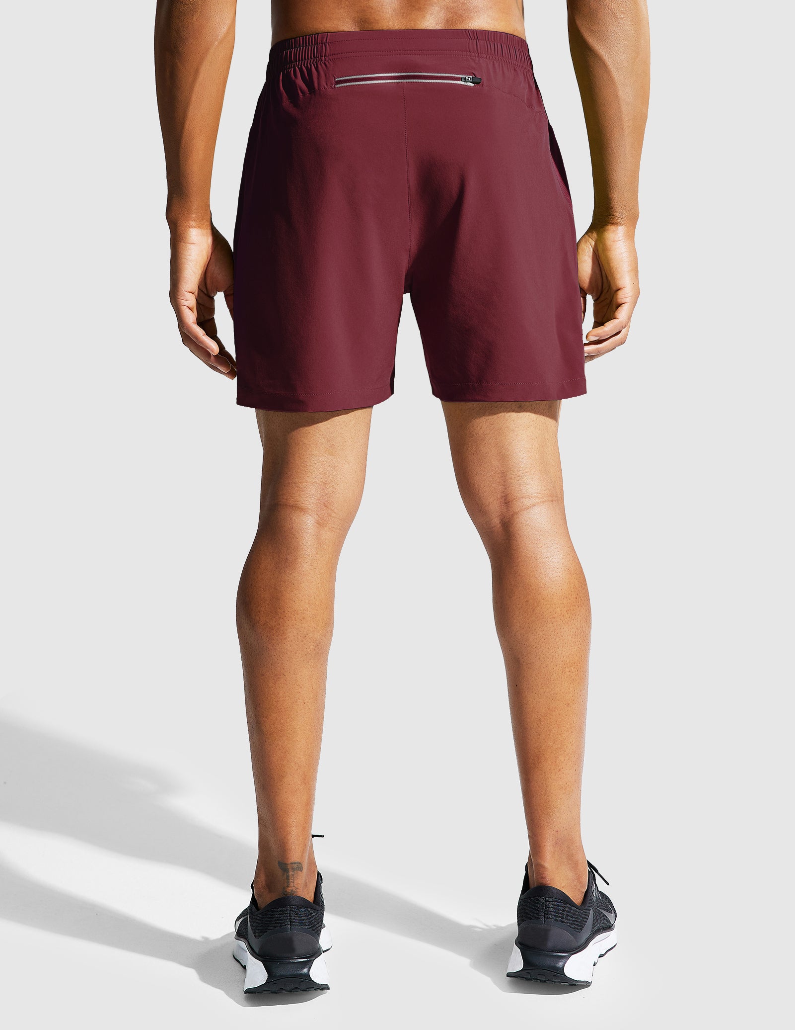 MIER Men‘s 5 Inch Running Shorts with Zipper Pockets Men's Shorts Wine / XS