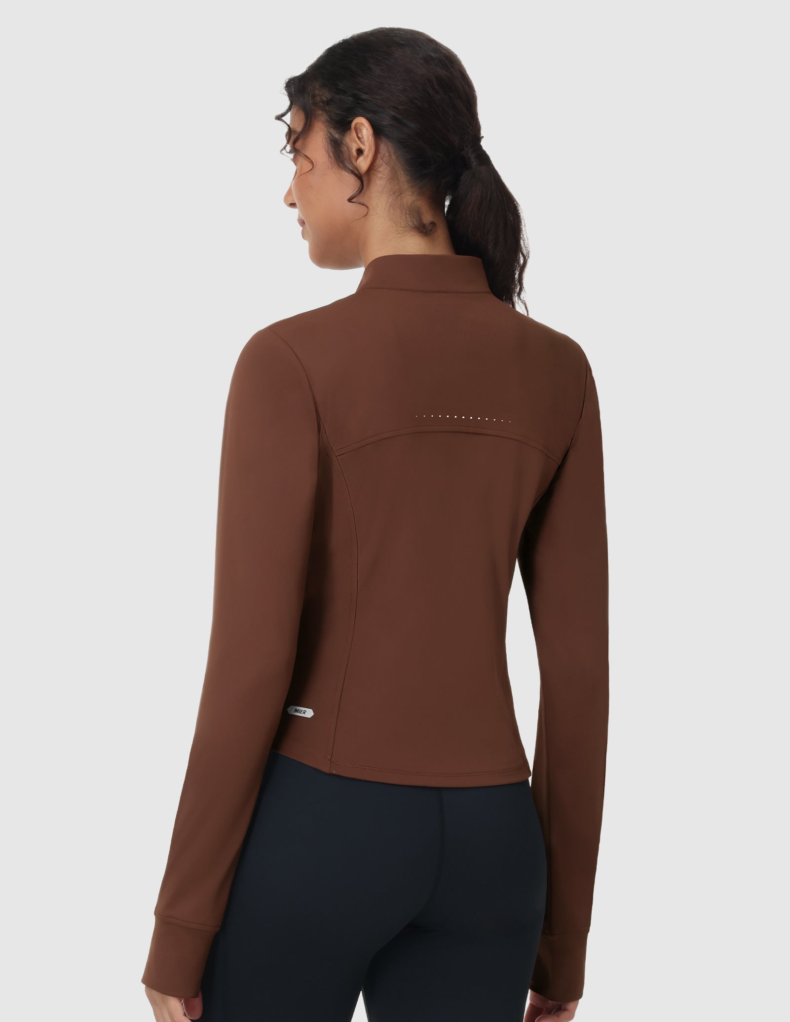MIER Women's Slim Fit Full Zip Workout Jacket with Zipper Pockets | Lightweight Running Track Top Women Active Shirt