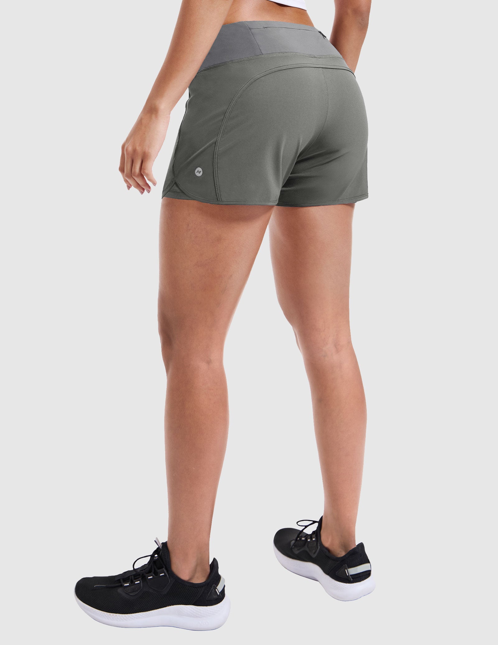 MIER Women's 2 in 1 Running Shorts with Liner and Zipper Pocket 3 Inch Women Shorts Light Grey / XS