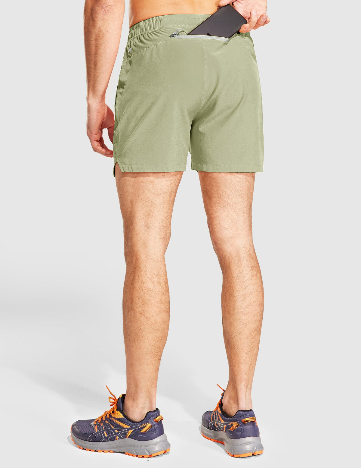 MIER Men‘s 5 Inch Running Shorts with Zipper Pockets Men's Shorts Light Green / XS