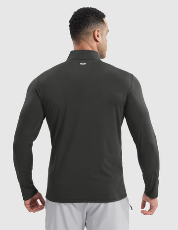 Ultra Game Men's NFL Quarter Zip Long Sleeve Shirt - Moisture Wicking, Athletic Fit, Heather Charcoal