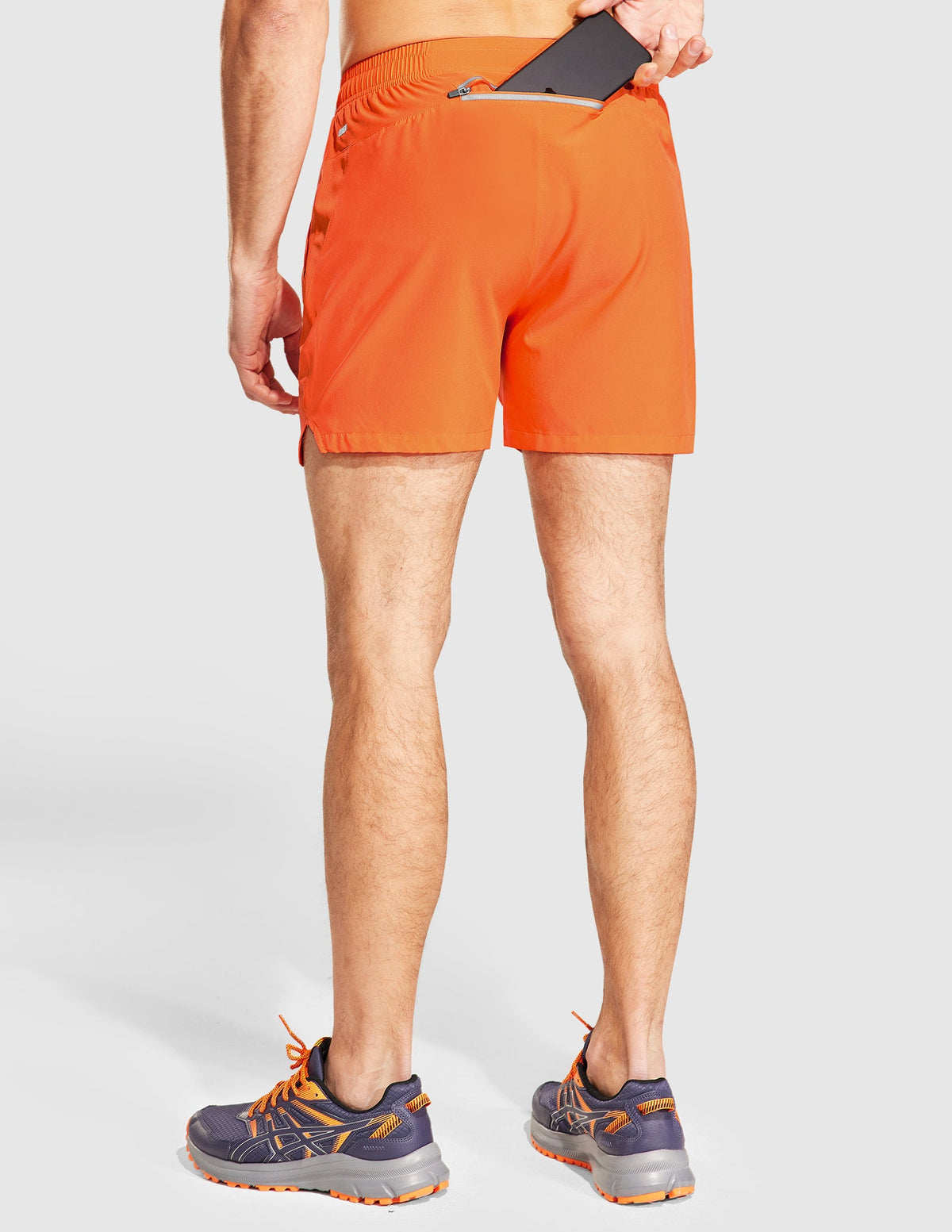 MIER Men‘s 5 Inch Running Shorts with Zipper Pockets Men's Shorts Orange / XS