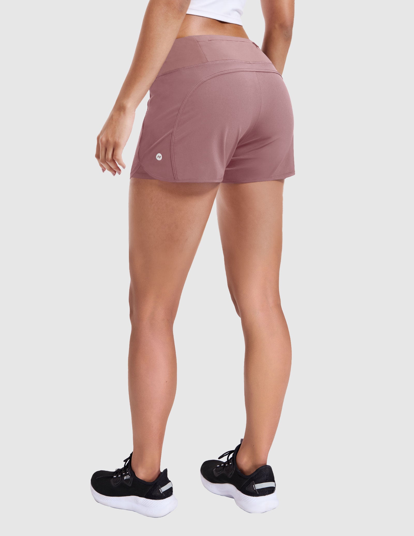 MIER Women's 2 in 1 Running Shorts with Liner and Zipper Pocket 3 Inch Women Shorts Dusty Pink / XS