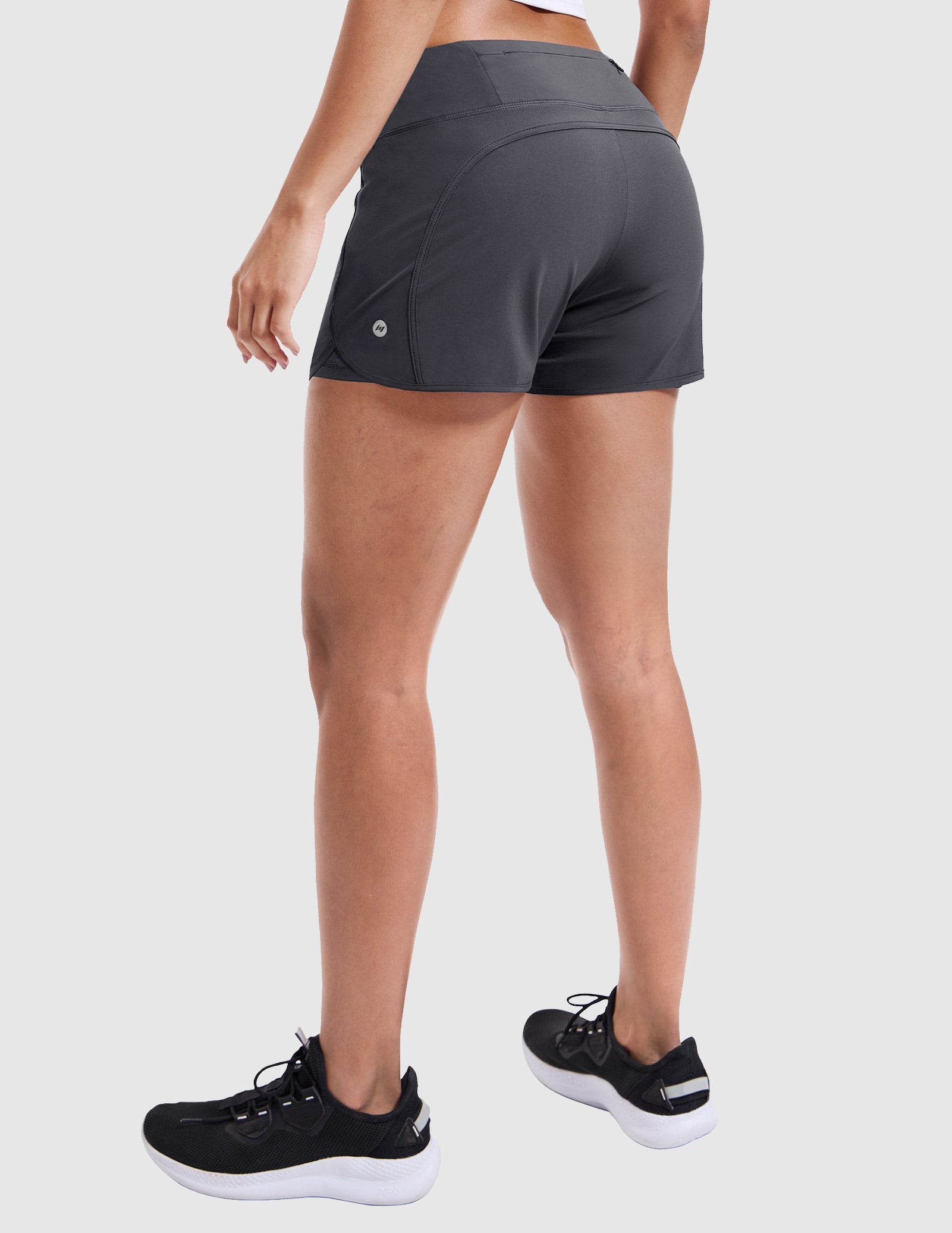 MIER Women's 2 in 1 Running Shorts with Liner and Zipper Pocket 3 Inch Women Shorts Dark Grey / XS