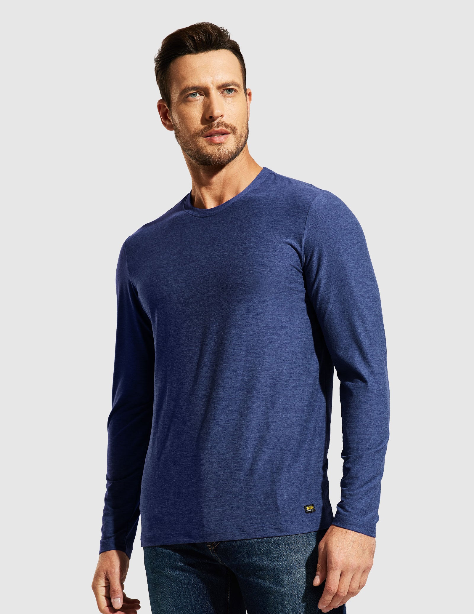 MIER Men’s Buttery Soft Long Sleeve Athletic Crew Neck Tee Men's Shirt