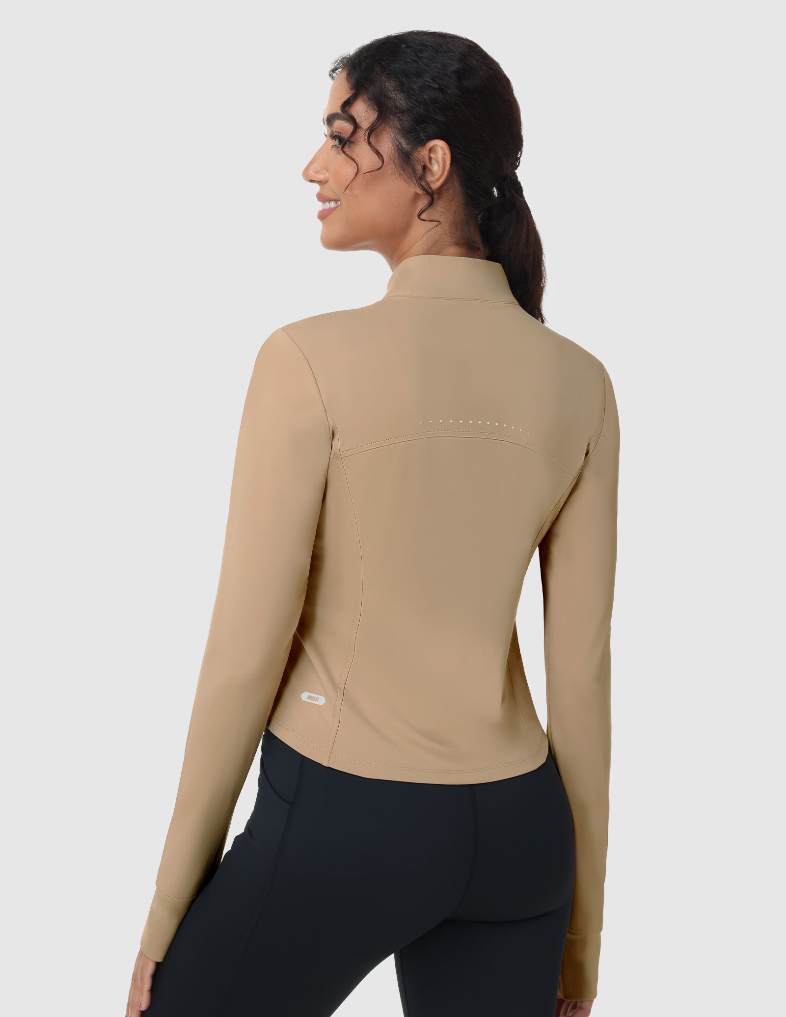 MIER Women's Slim Fit Full Zip Workout Jacket with Zipper Pockets | Lightweight Running Track Top Women Active Shirt