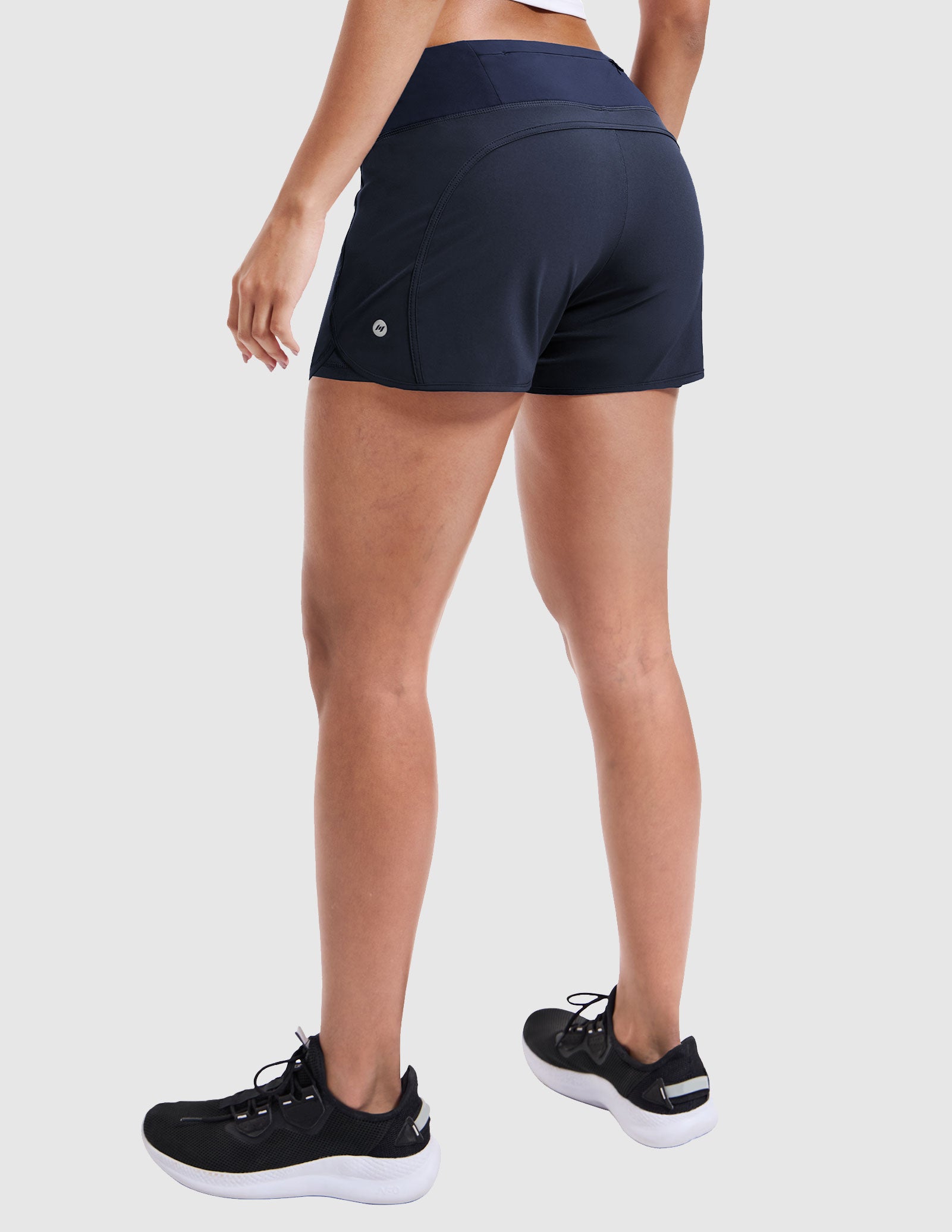 MIER Women's 2 in 1 Running Shorts with Liner and Zipper Pocket 3 Inch Women Shorts Navy Blue / XS