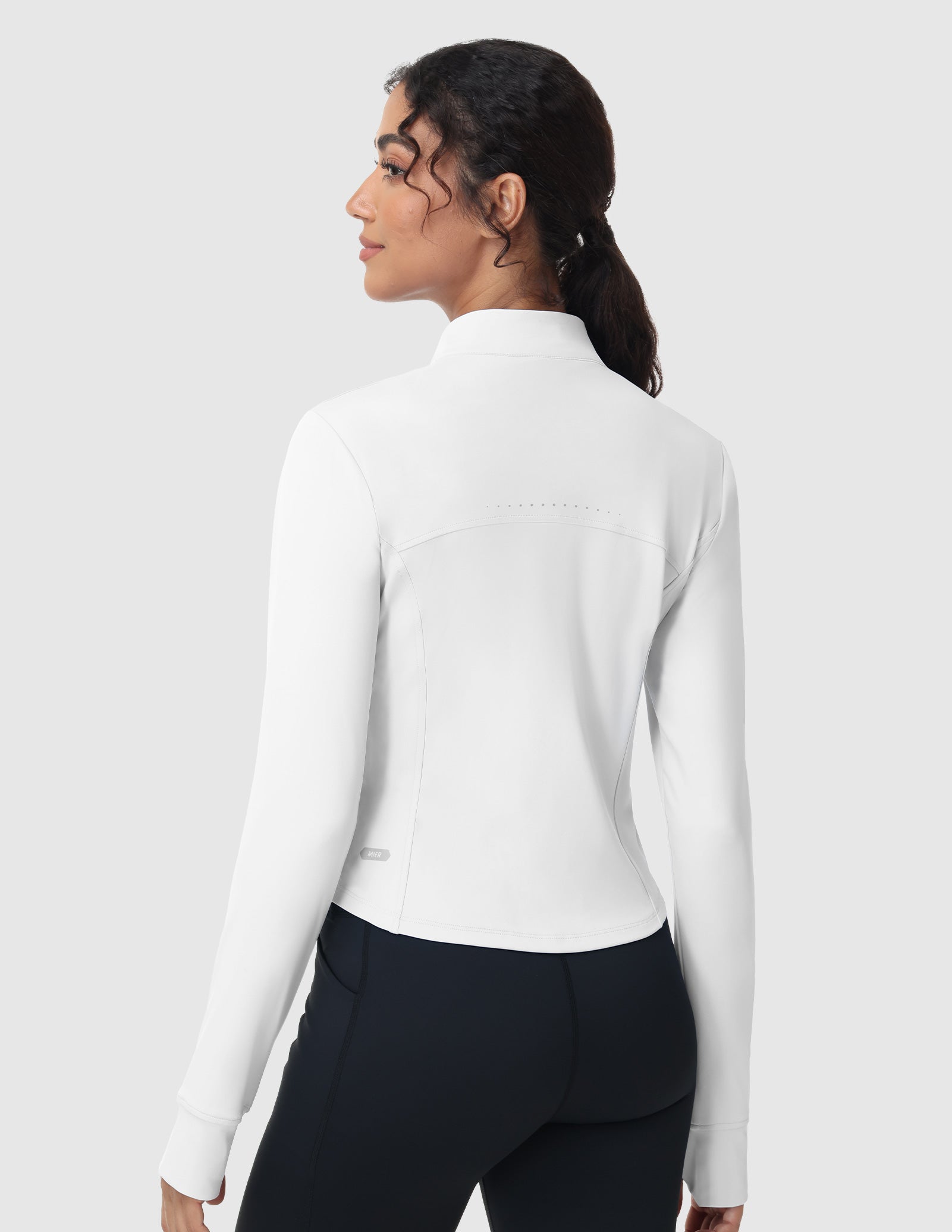 MIER Women's Slim Fit Full Zip Workout Jacket with Zipper Pockets | Lightweight Running Track Top Women Active Shirt