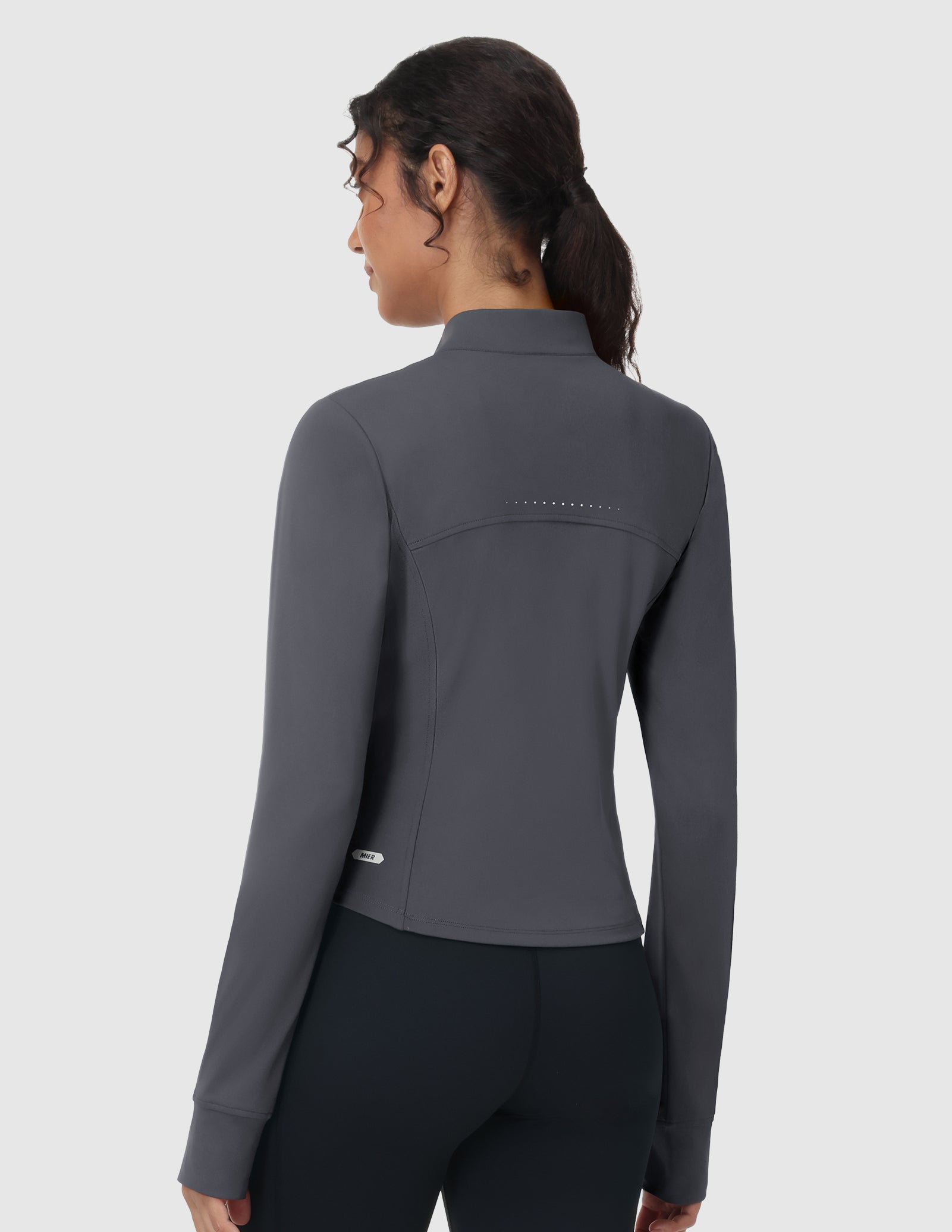 MIER Women's Slim Fit Full Zip Workout Jacket with Zipper Pockets | Lightweight Running Track Top Women Active Shirt