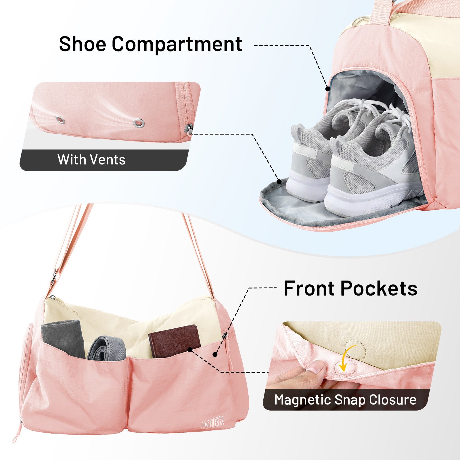 MIER Women's Gym Bag & Sports Duffel with Wet Pocket Gym Duffel Bag