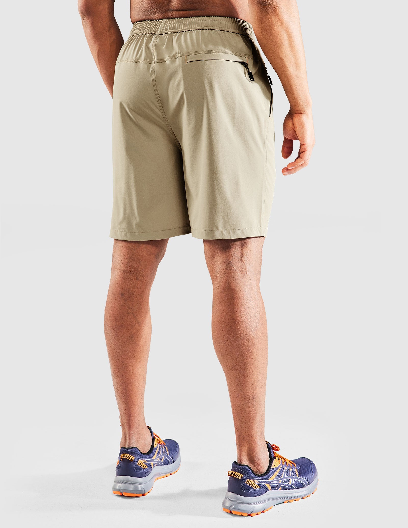 Pantalones cortos para correr de secado rápido para hombre con bolsillo con cremallera de 7 pulgadas