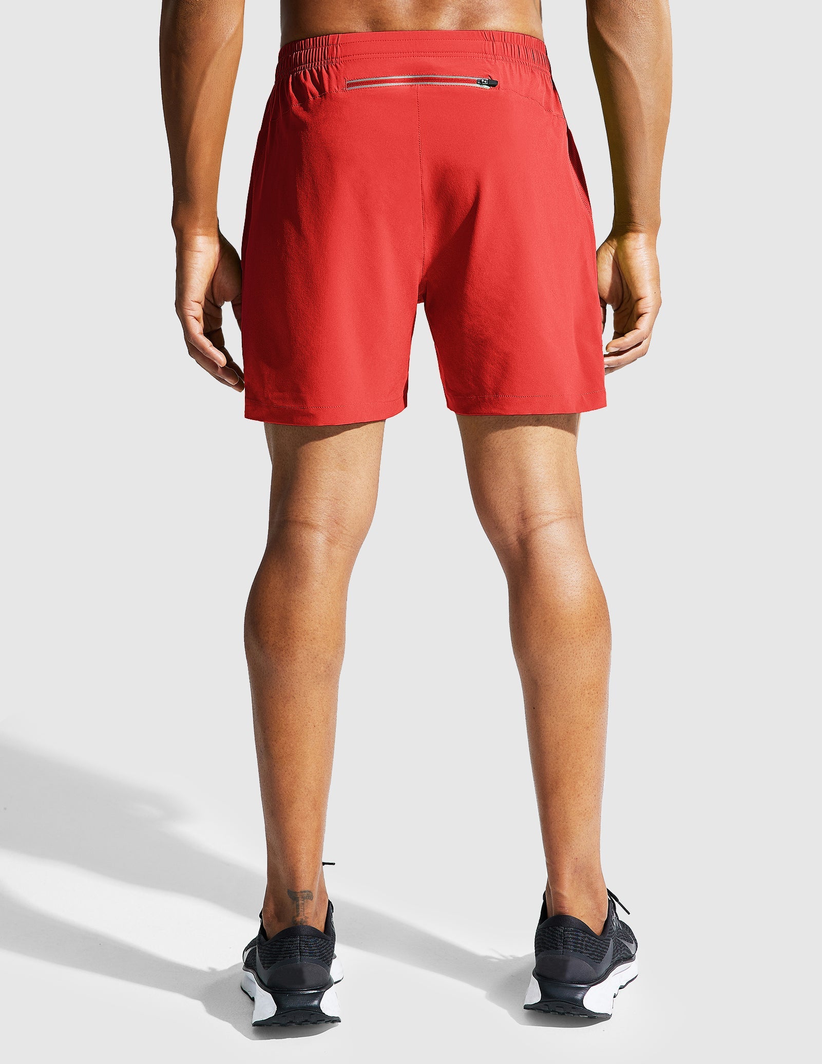 MIER Men‘s 5 Inch Running Shorts with Zipper Pockets Men's Shorts Red / XS