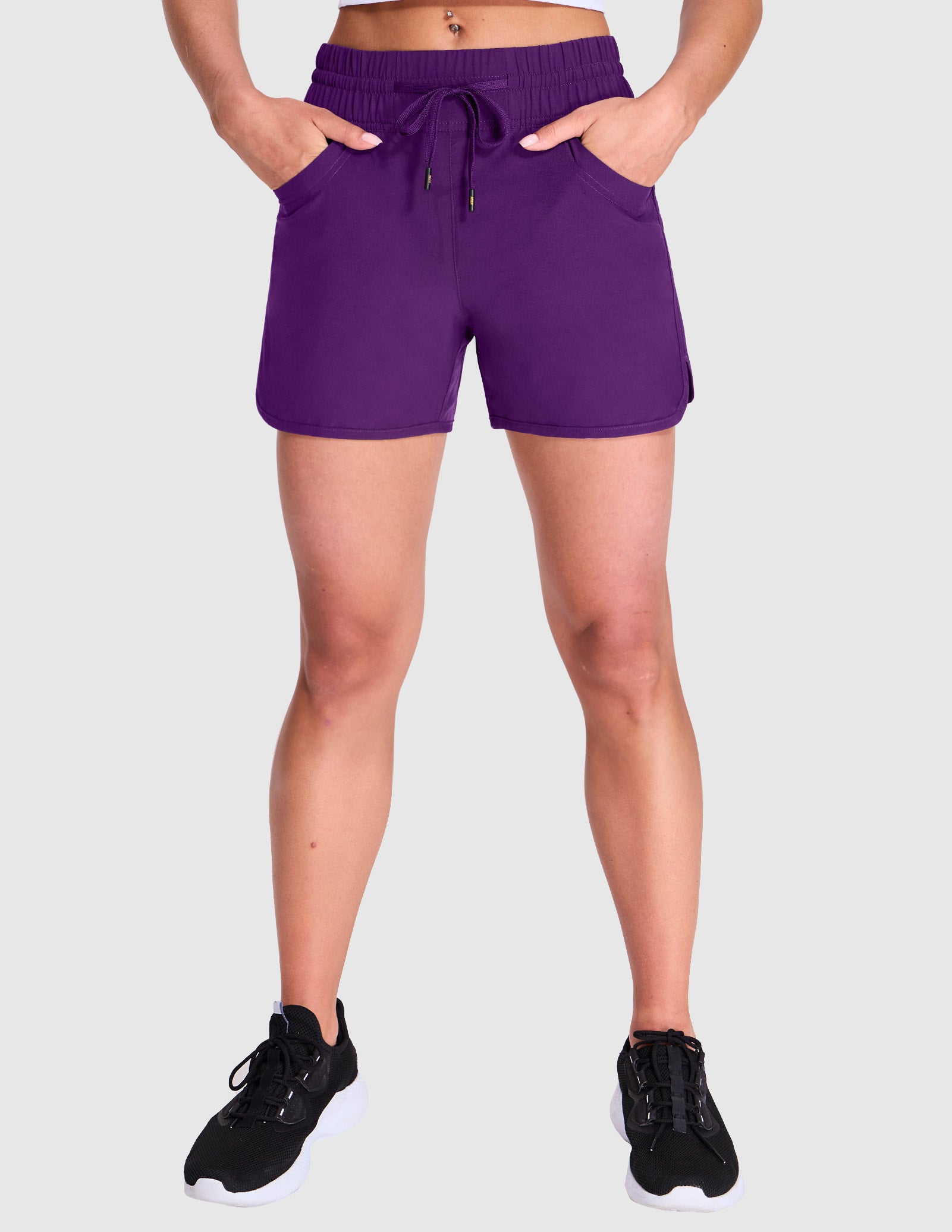 MIER Women's Quick Dry Running Shorts with Liner Women Shorts Dark Purple / XS