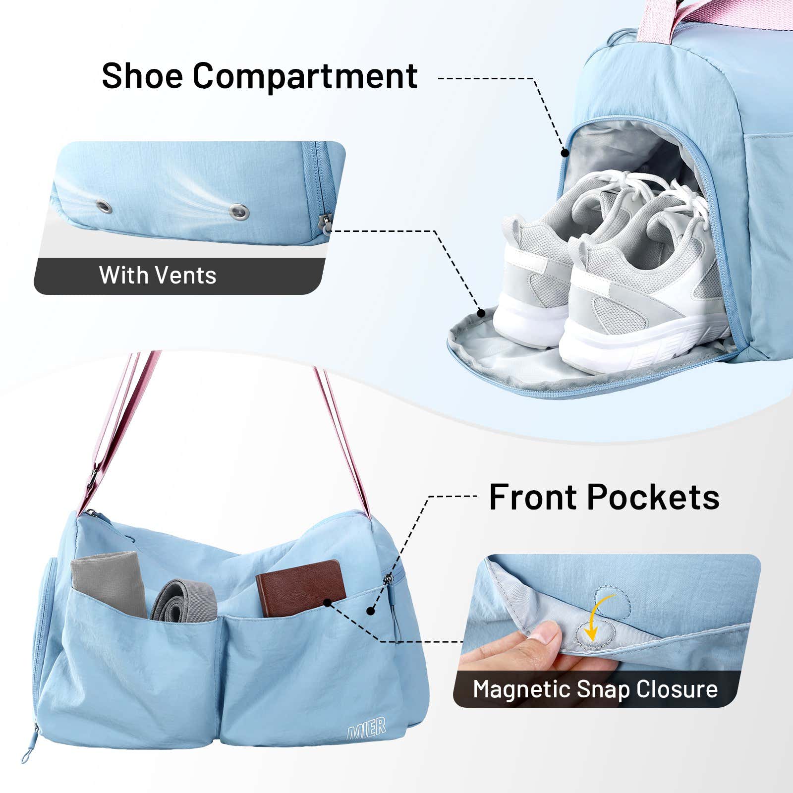 MIER Women's Gym Bag & Sports Duffel with Wet Pocket Gym Duffel Bag