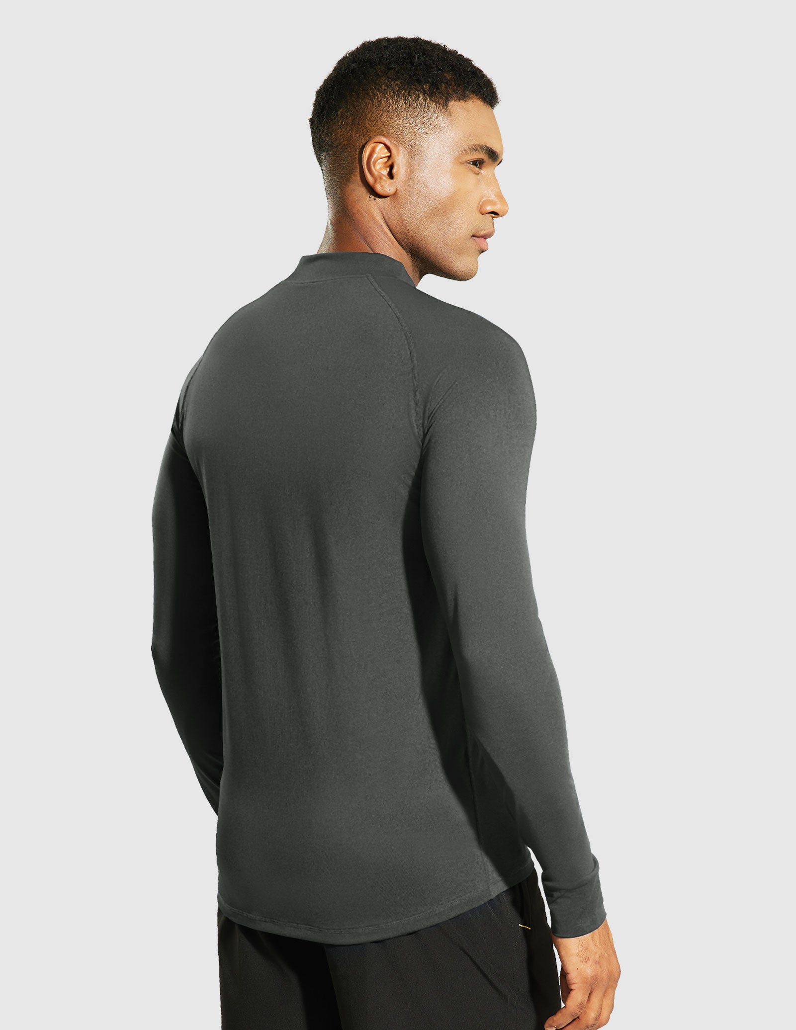 Men's Long Sleeve Mock Turtleneck Base Layer Workout Top