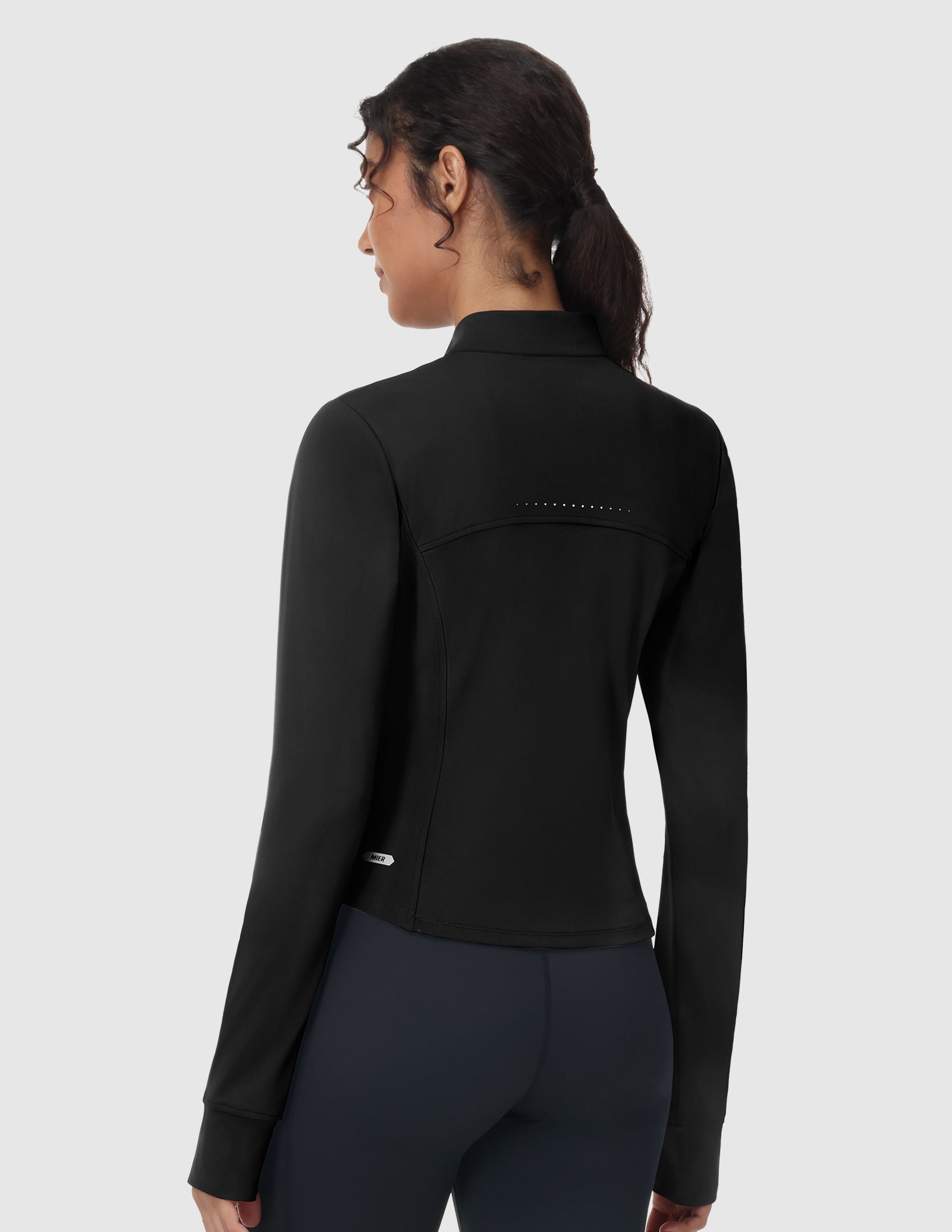 MIER Women's Slim Fit Full Zip Workout Jacket with Zipper Pockets | Lightweight Running Track Top Women Active Shirt