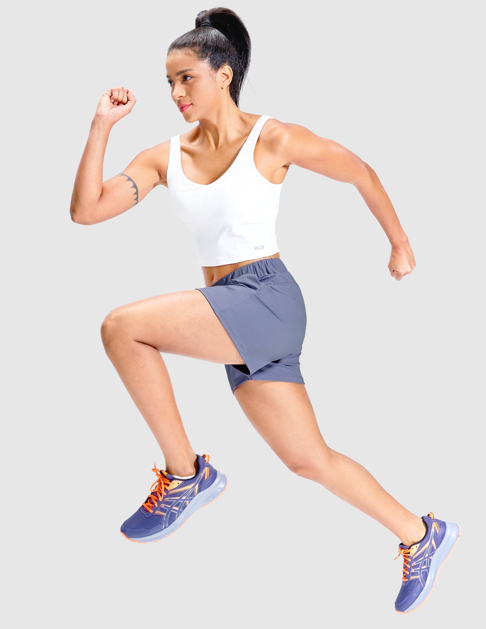 MIER Women's 4" Inseam Nylon Running Shorts, Quick-Dry, Stretch & Pockets Women Shorts