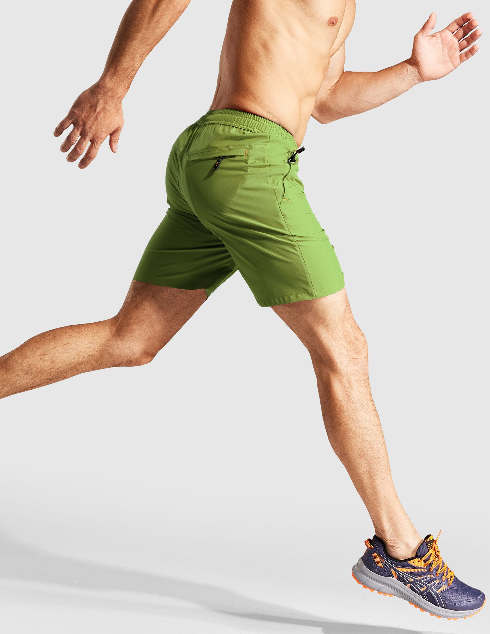 Pantalones cortos para correr de secado rápido para hombre con bolsillo con cremallera de 7 pulgadas