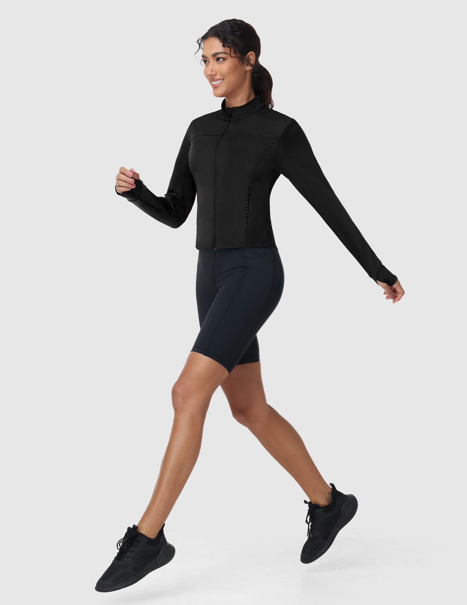 MIER Women's Slim Fit Full Zip Workout Jacket with Zipper Pockets | Lightweight Running Track Top Women Active Shirt