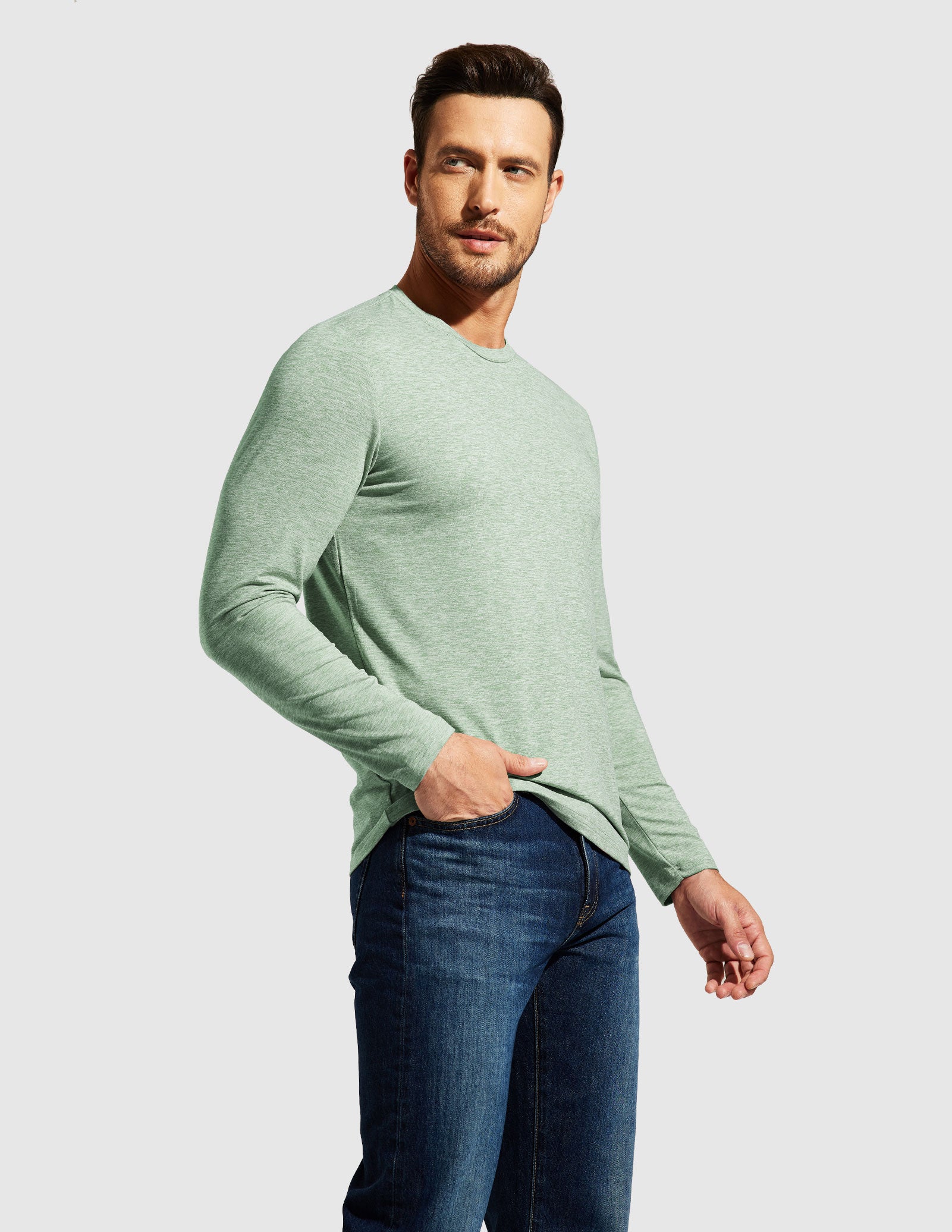MIER Men’s Buttery Soft Long Sleeve Athletic Crew Neck Tee Men's Shirt