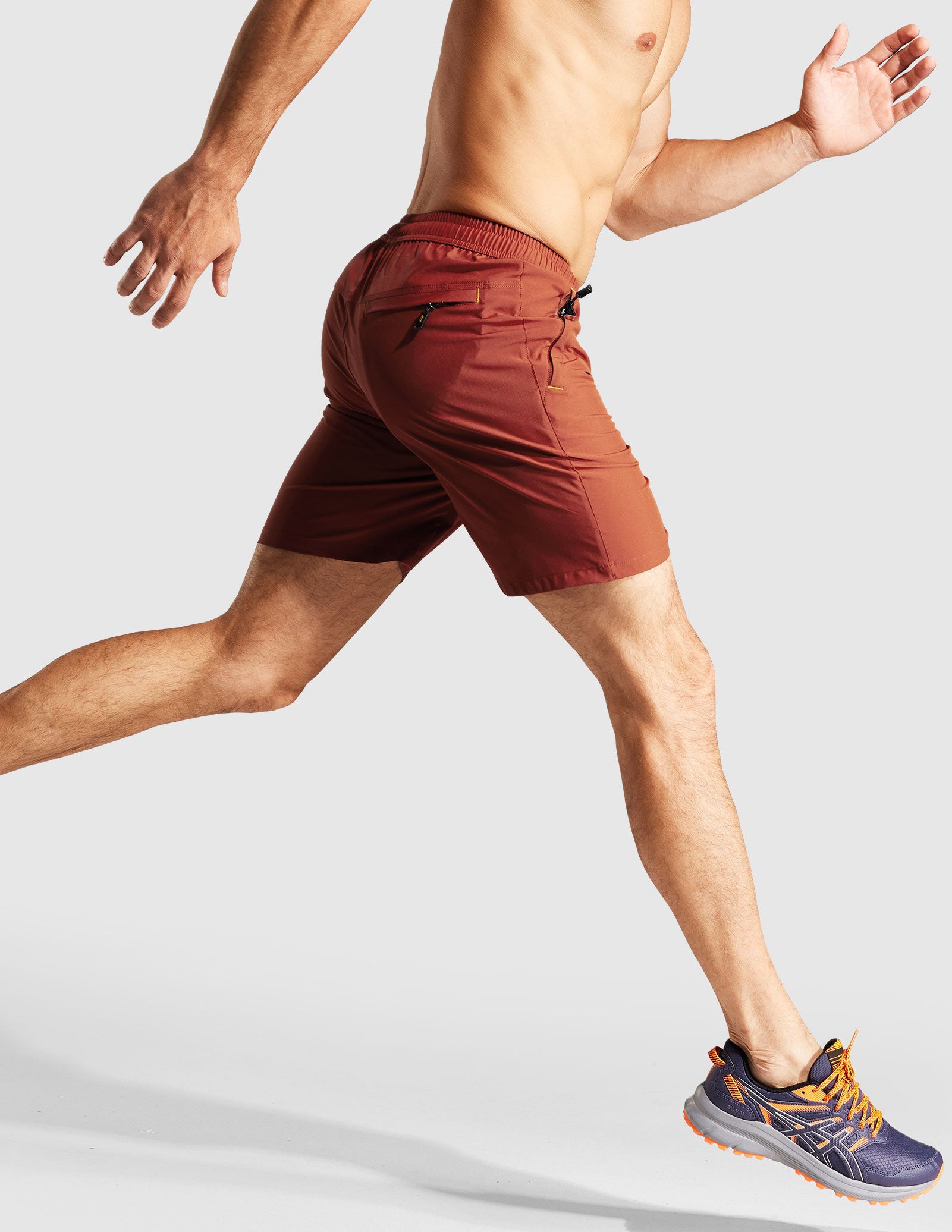 Pantalones cortos para correr de secado rápido para hombre con bolsillo con cremallera de 7 pulgadas