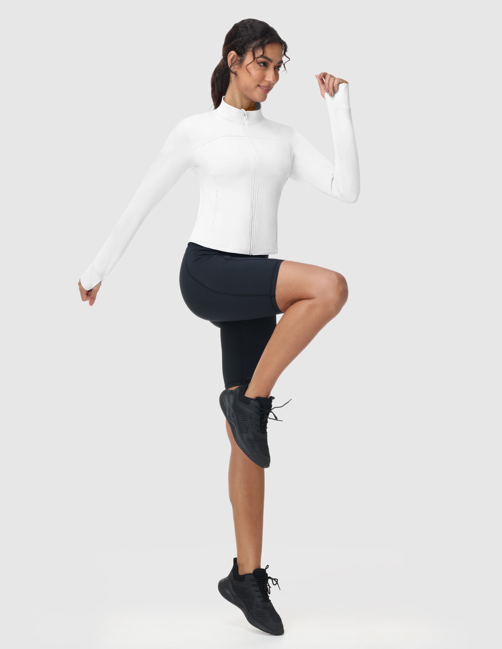 MIER Women's Slim Fit Full Zip Workout Jacket with Zipper Pockets | Lightweight Running Track Top Women Active Shirt